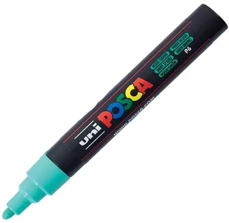 Uni Posca Pc-5M Poster Markörü (1.8 - 2.5 Mm Orta Kalın Yuvarlak Uç - Su Yeşili / Aqua Green - Pc5M.39)