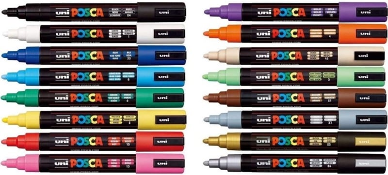 UNİ POSTER MARKÖRÜ POSCA SET PC-5M/16C 1.8-2.5 16 LI