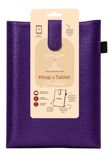 Yeni Nesil Kitap ve Tablet Çantası - Özel Deri Dokulu Mor