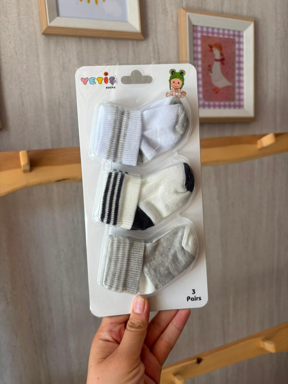 3'lü Çorap Çizgi Desen Siyah