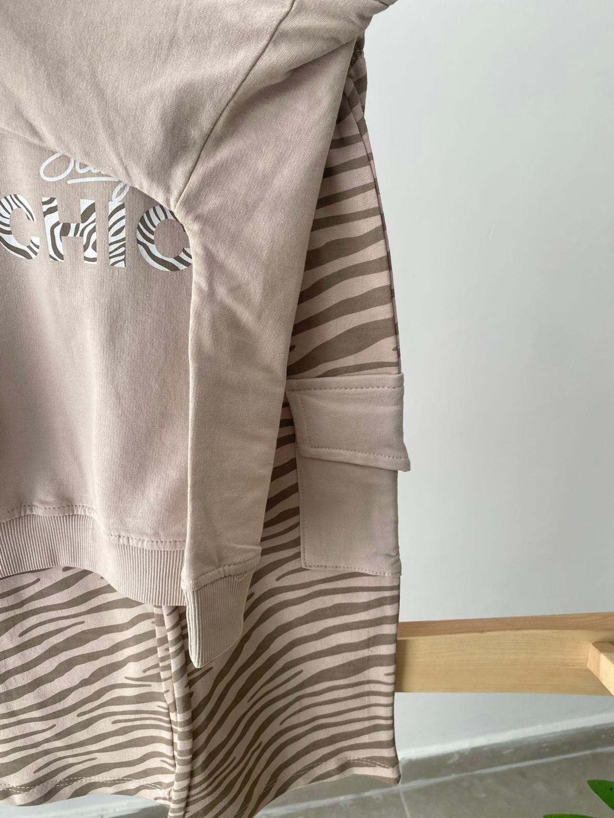 Chic Zebra Wide Leg Takım Kahve