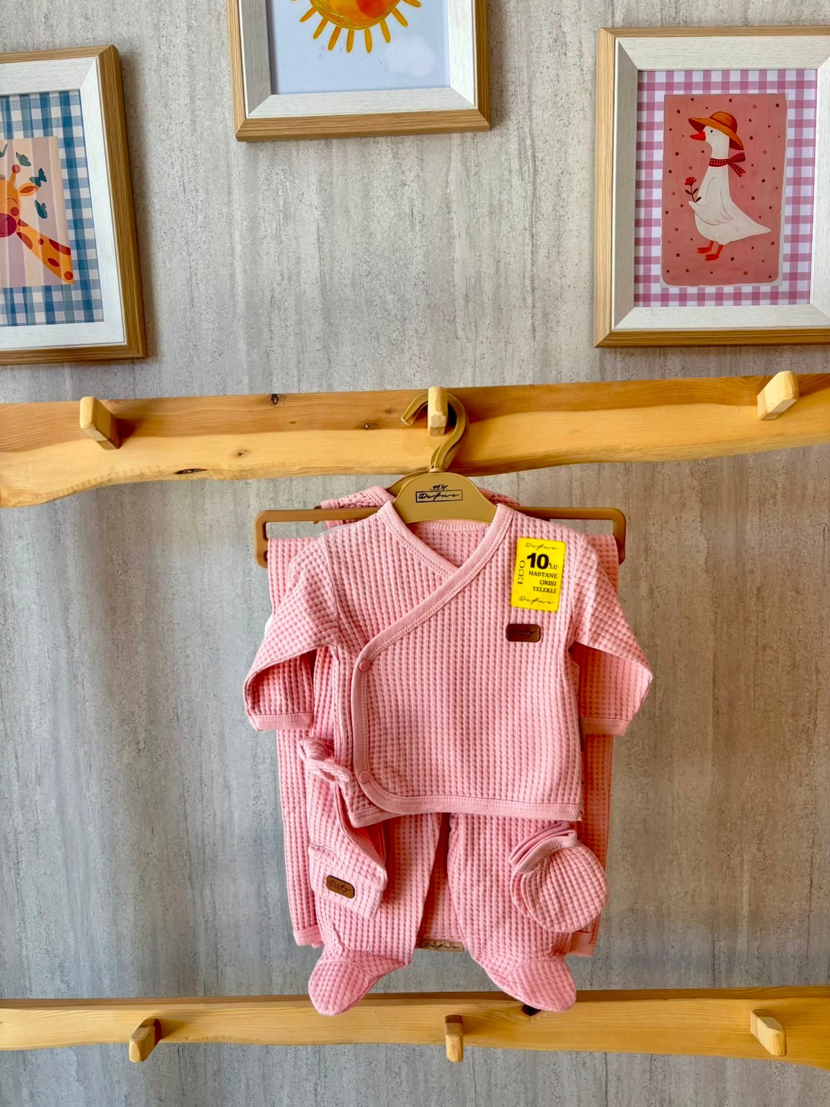 Gofre Kumaş 10 lu Hastane Çıkışı Pembe