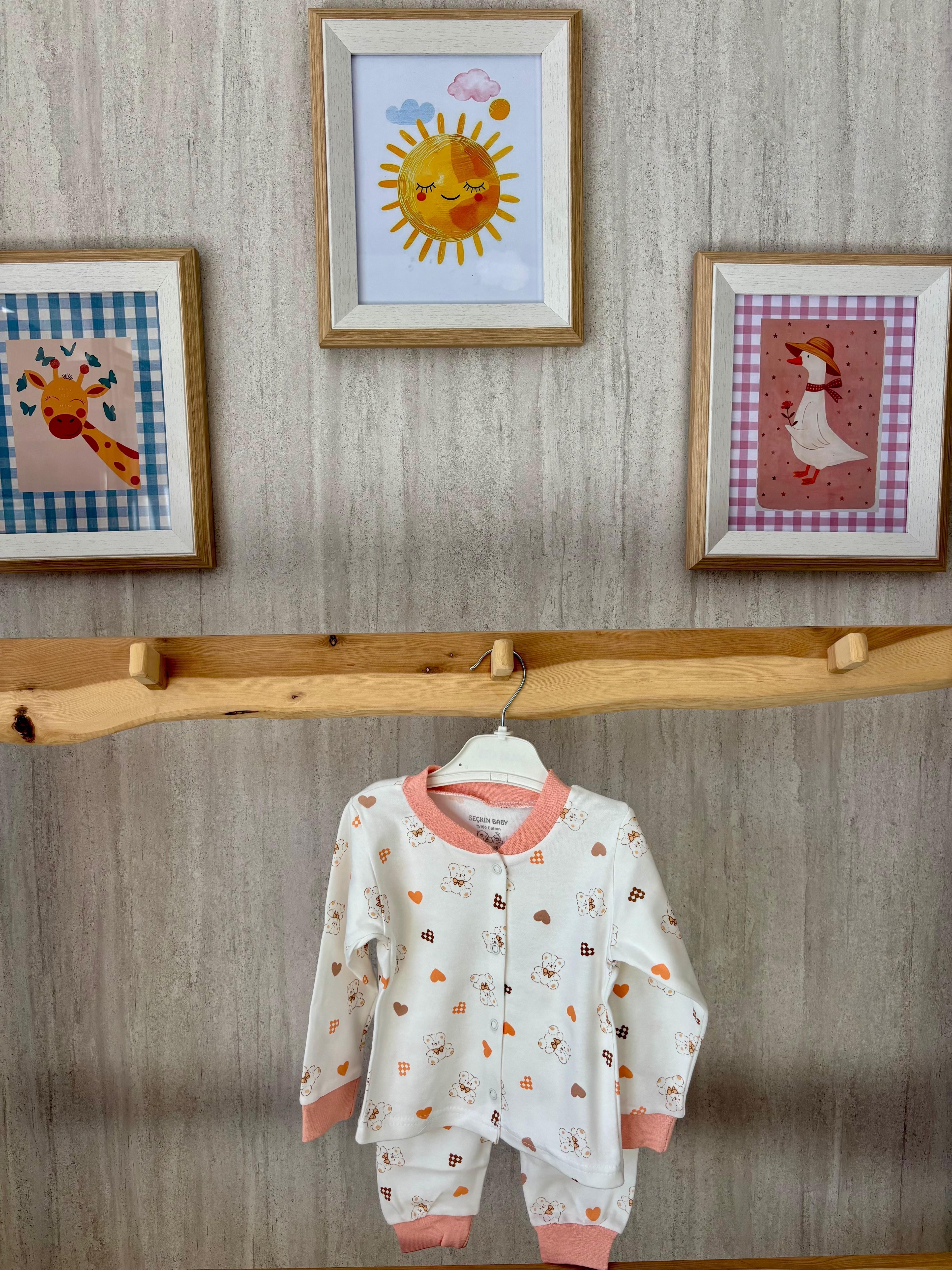 Kalpli Ayıcık Desenli Pijama Takımı