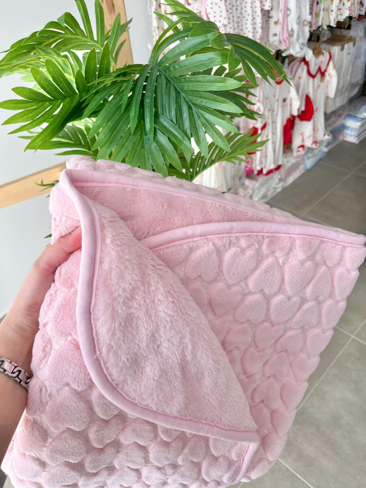 Kalpli Peluş Yorgan Battaniye Pembe