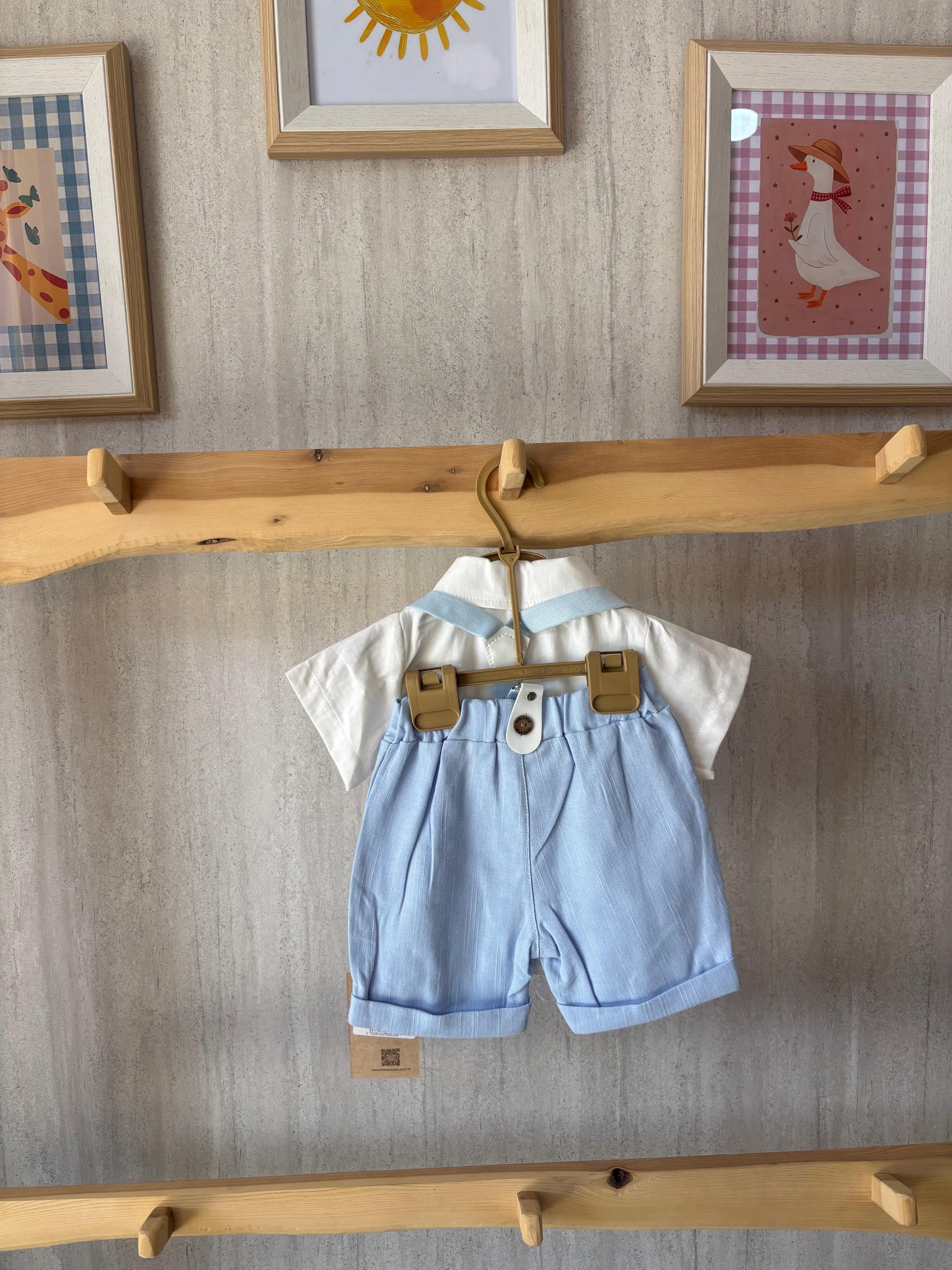 Kravatlı Gömlekli Takım Bebe Mavisi