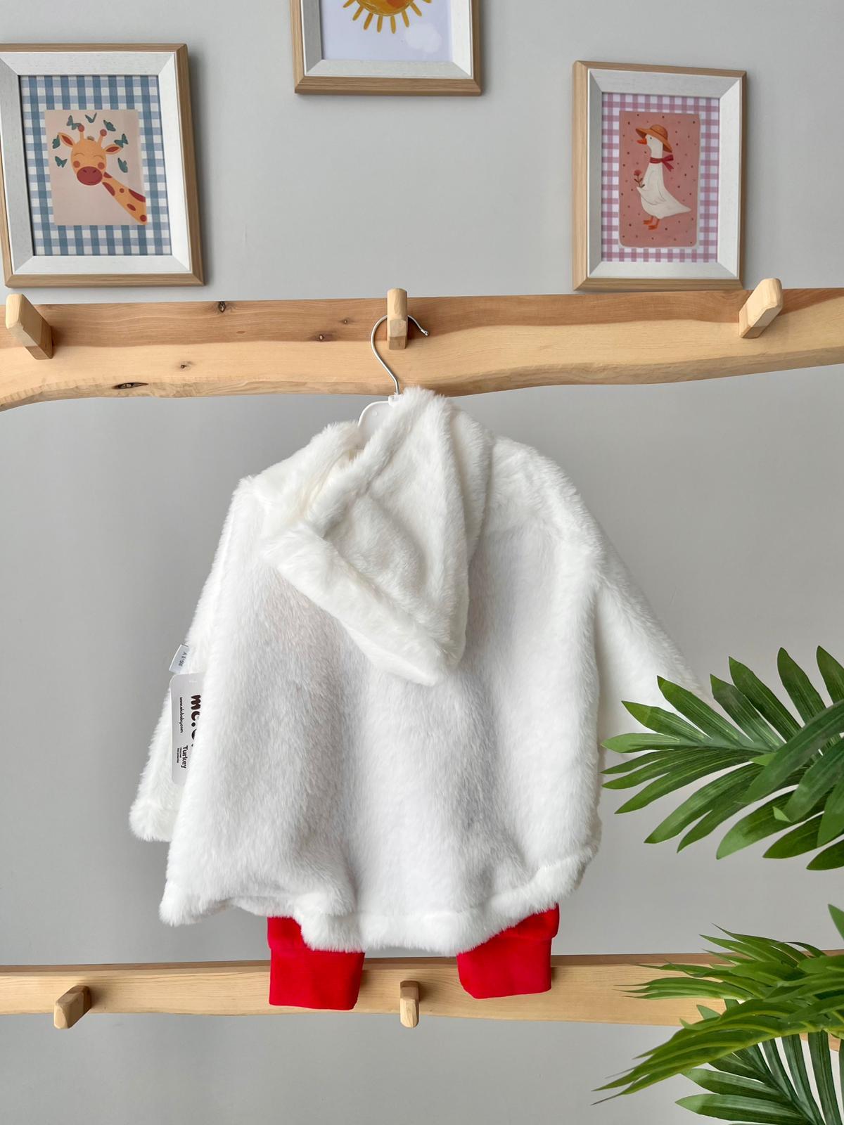 Peluş Pelerin'li 3'lü Takım Kırmızı