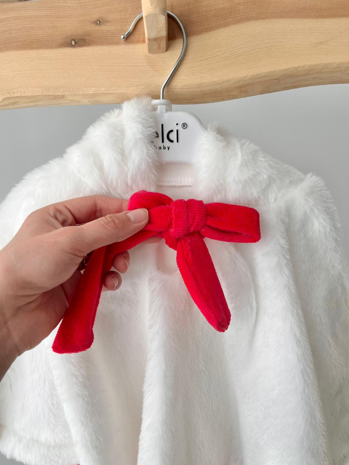 Peluş Pelerin'li 3'lü Takım Kırmızı