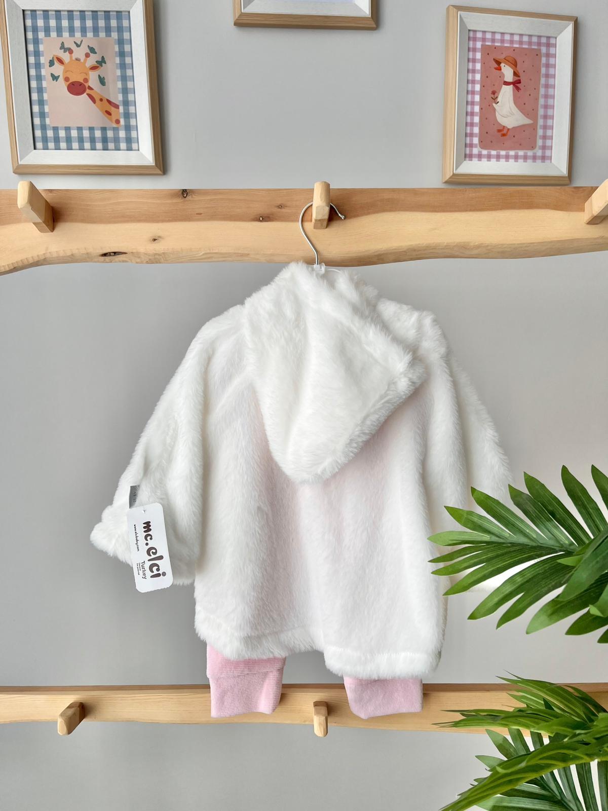 Peluş Pelerin'li 3'lü Takım Pembe