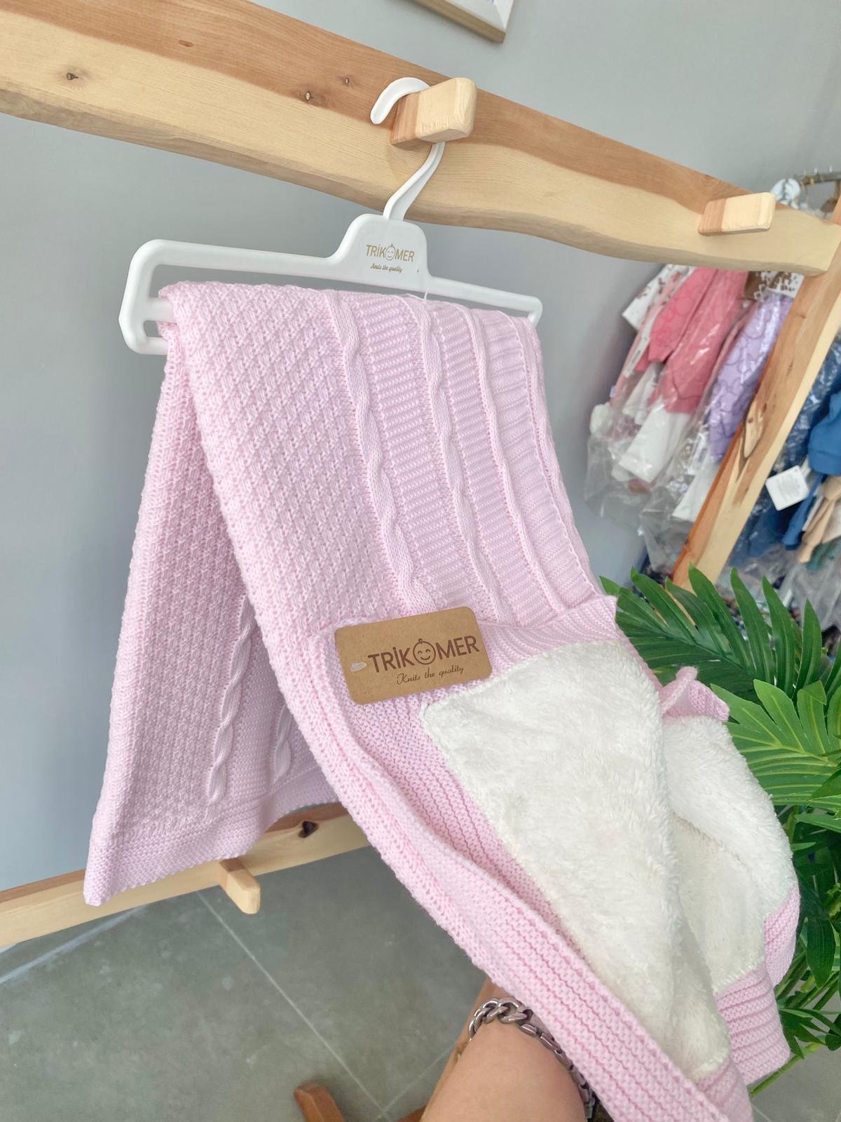 Pembe İçi Peluş Triko Battaniye