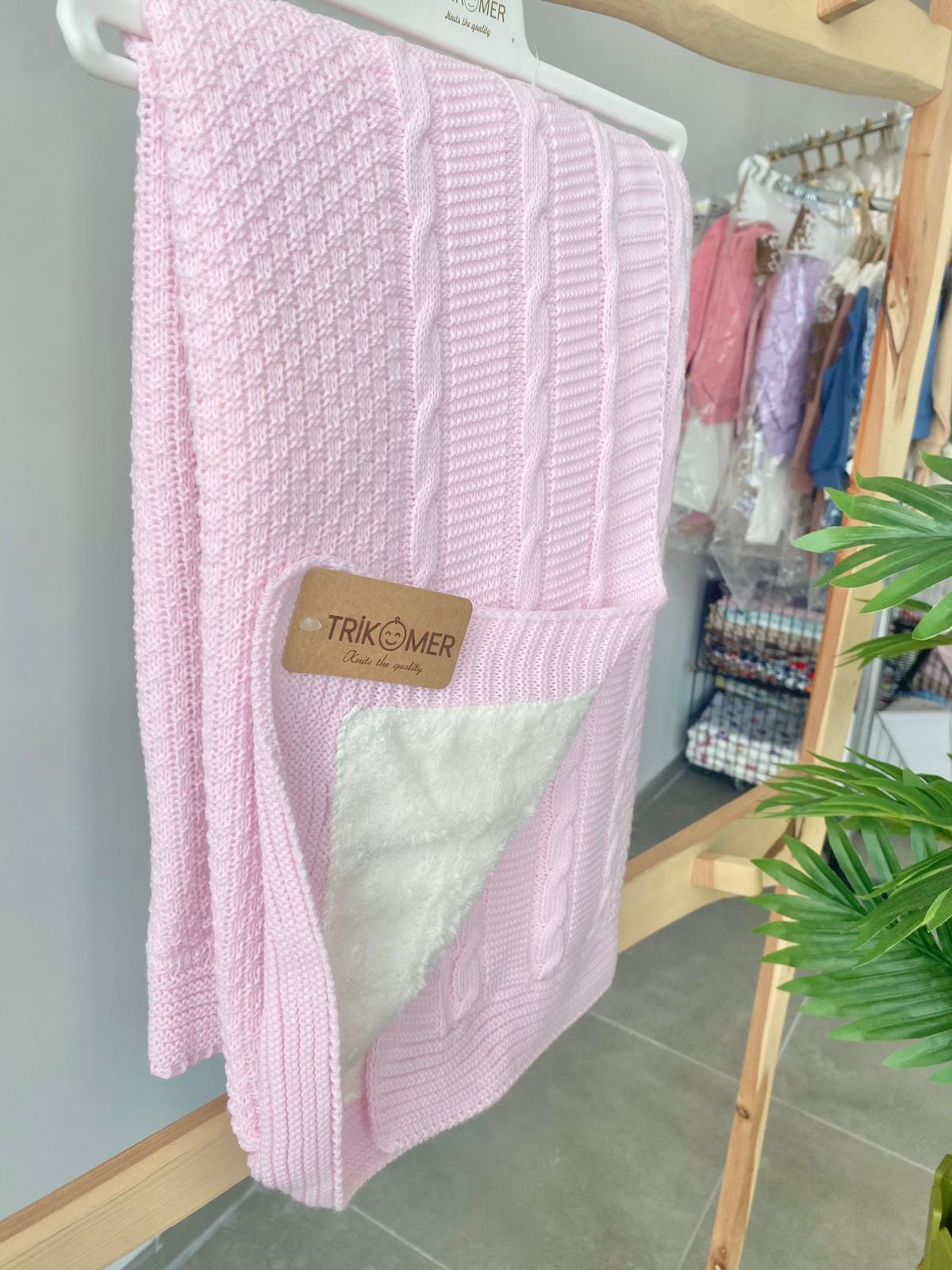 Pembe İçi Peluş Triko Battaniye