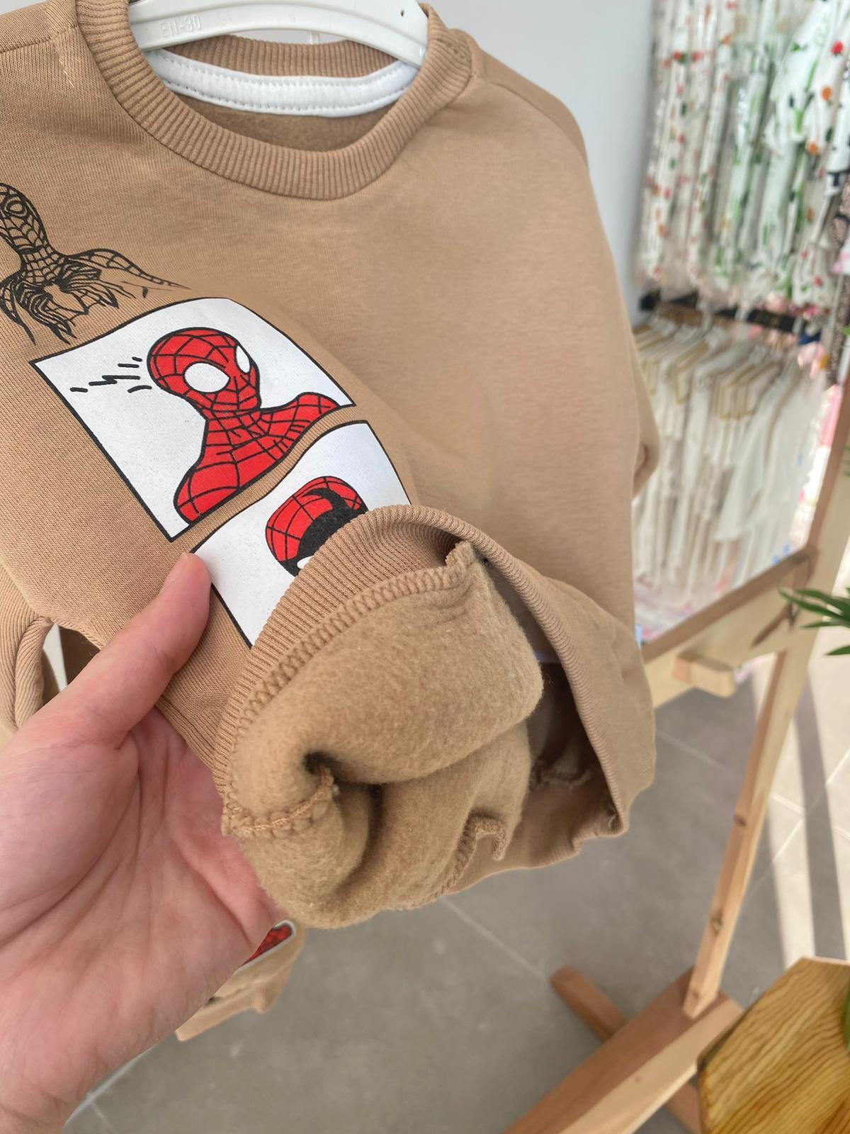 Spider Man Şardonlu Takım Kahve