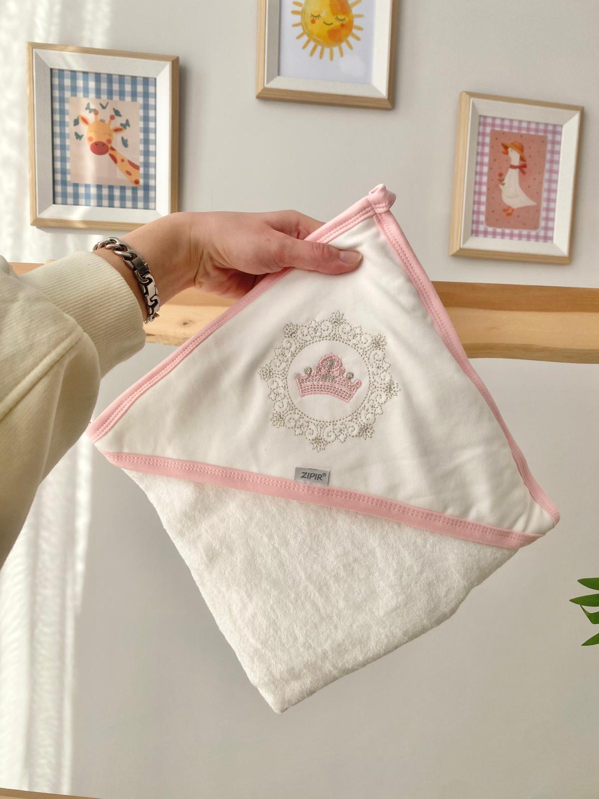 Taçlı Banyo Havlusu Pembe