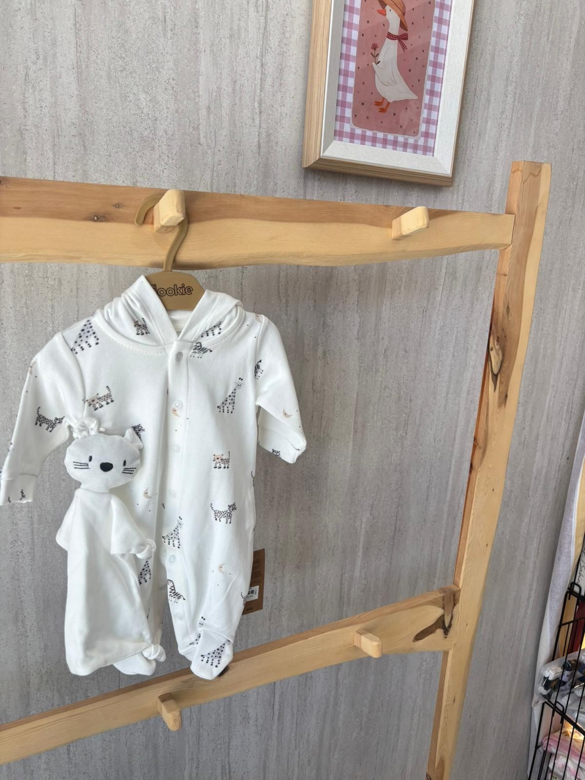 Uyku Arkadaşlı Tulum Patikli Beyaz