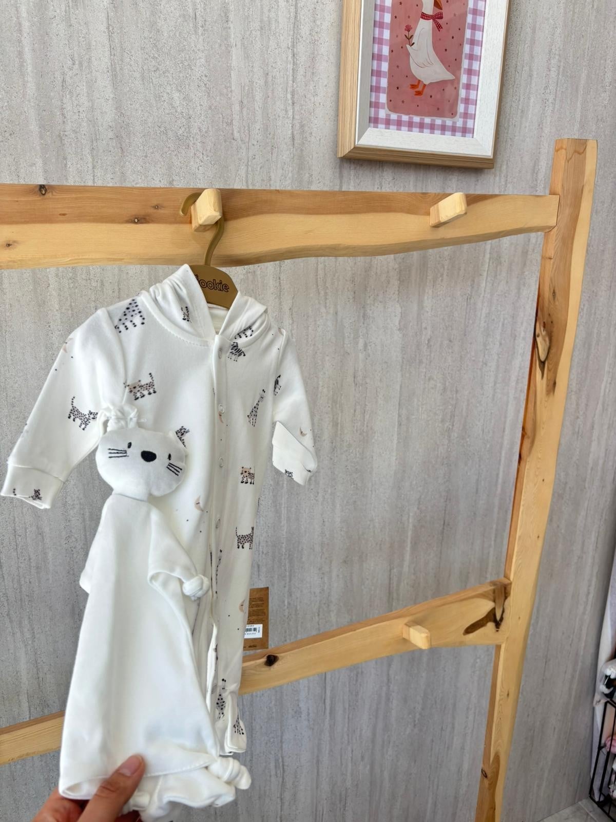 Uyku Arkadaşlı Tulum Patikli Beyaz