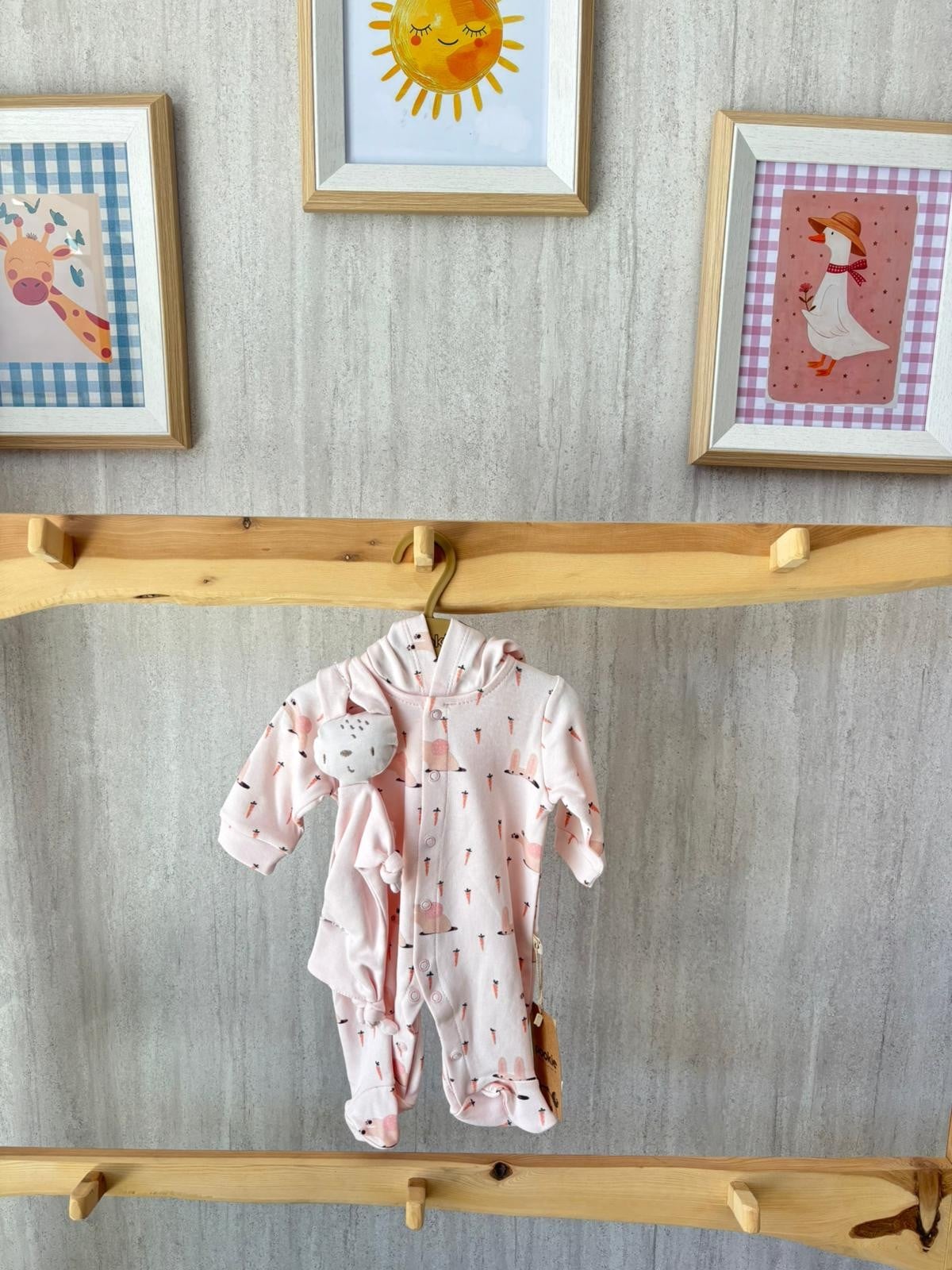 Uyku Arkadaşlı Tulum Patikli Pembe