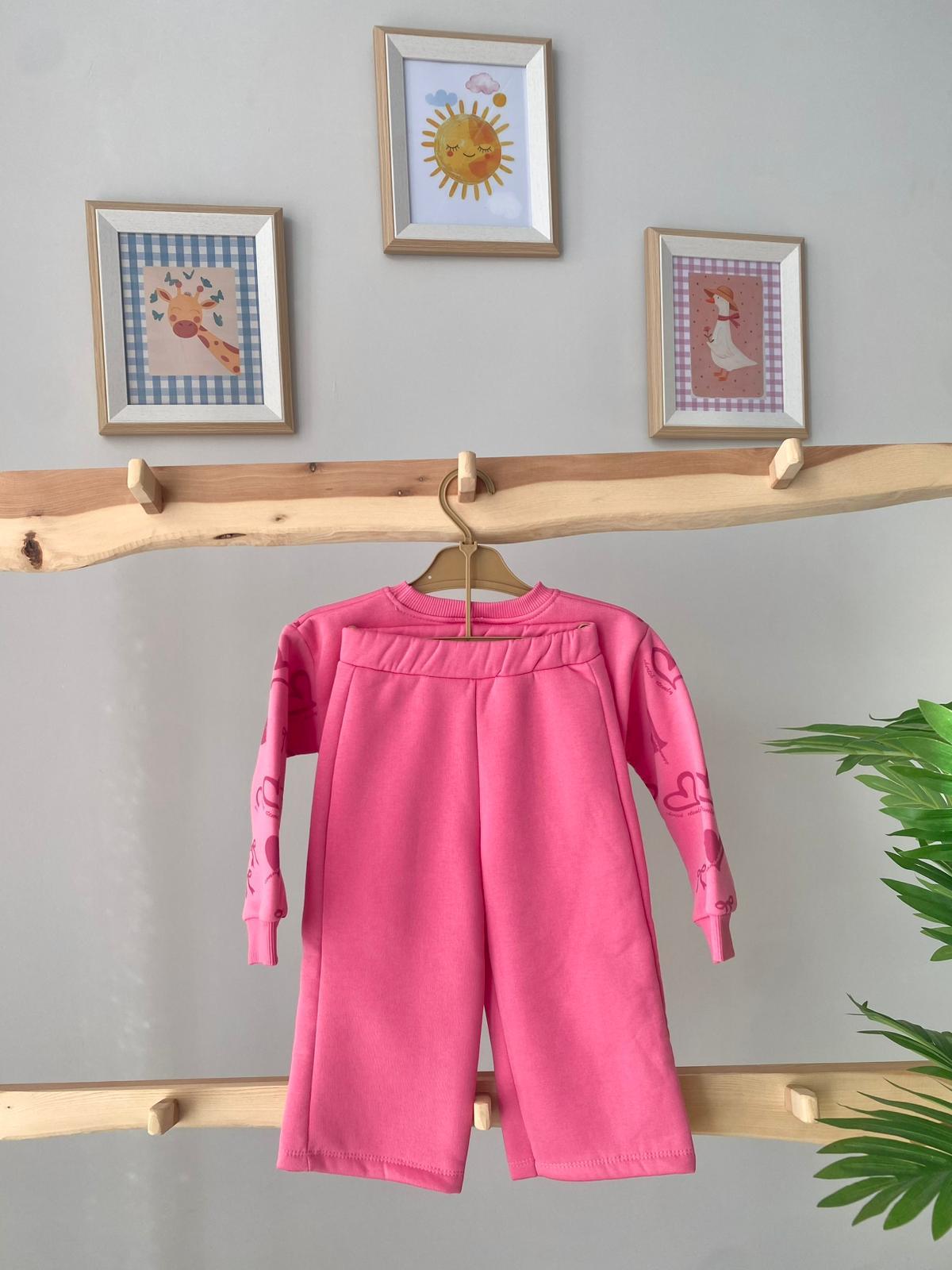 Wide Leg Eşofman Takımı Pembe