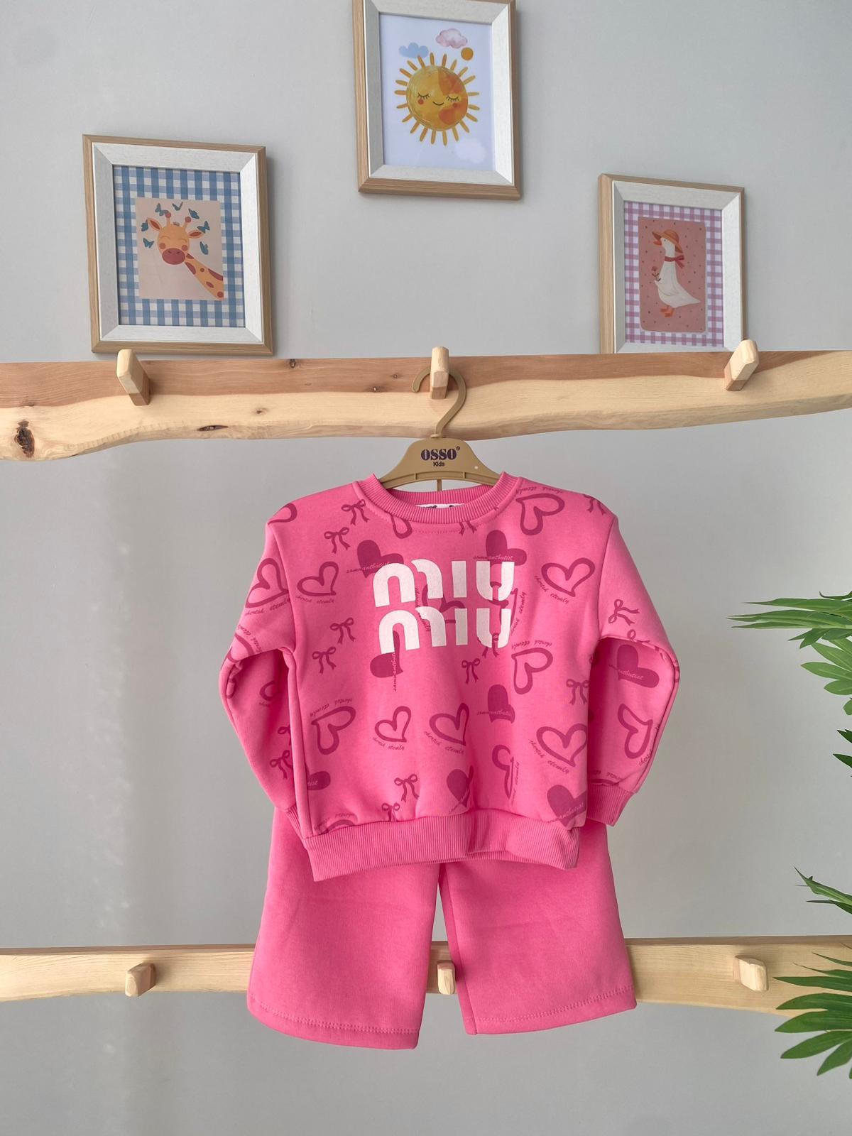 Wide Leg Eşofman Takımı Pembe
