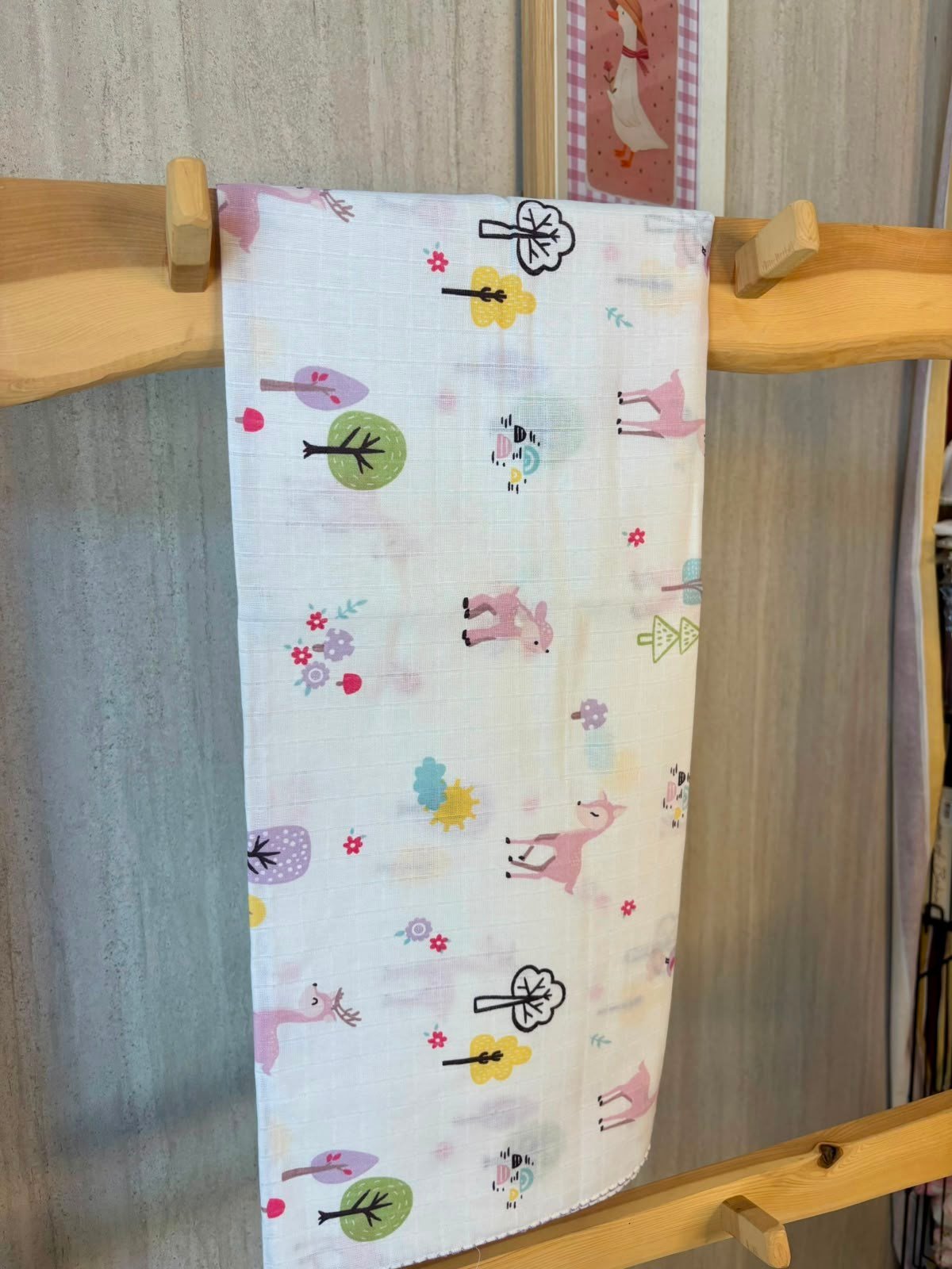 Yavru Geyik Desen Pembe Müslin Battaniye