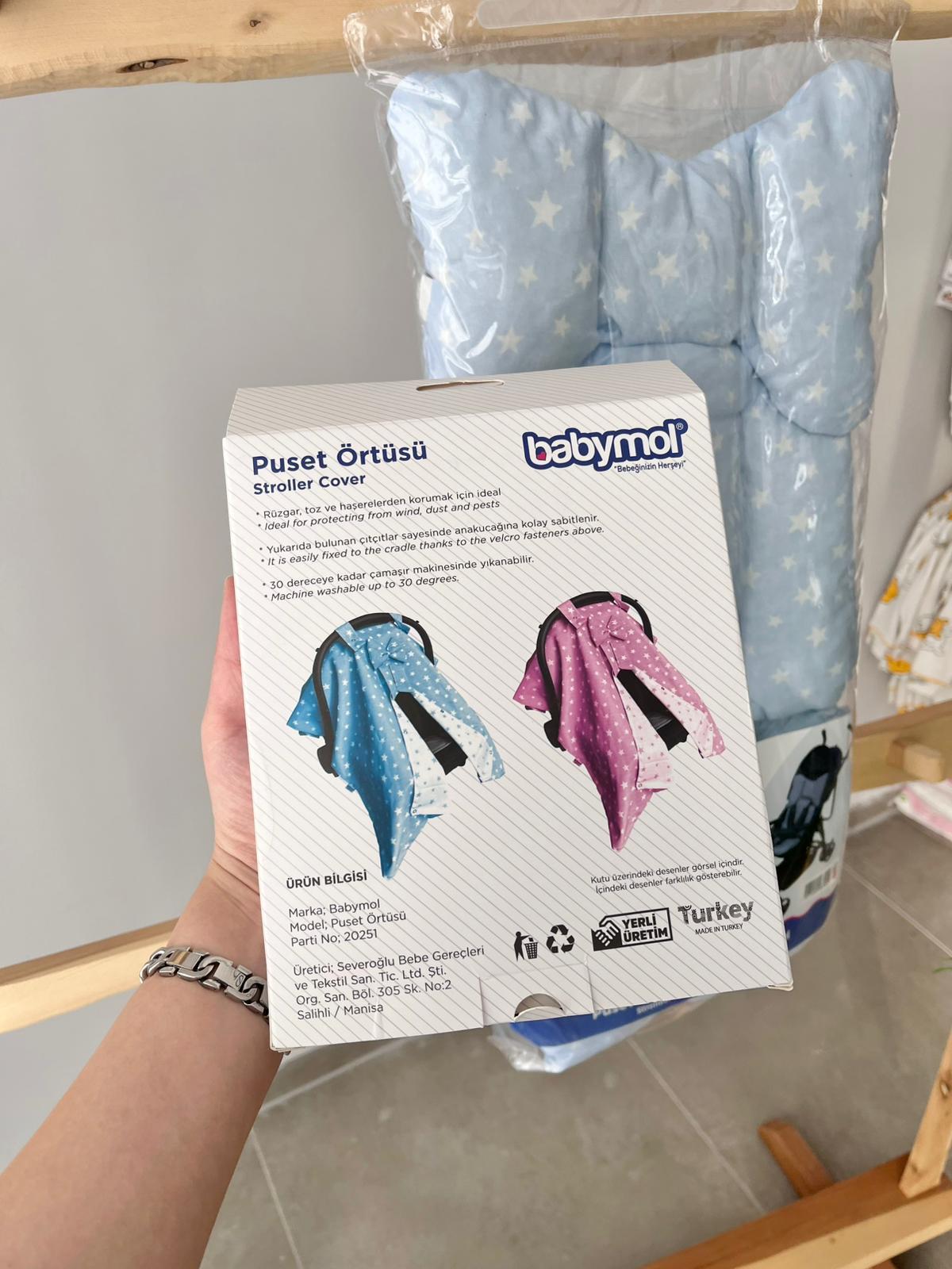 Yıldızlı Puset Örtüsü & Minderi Mavi