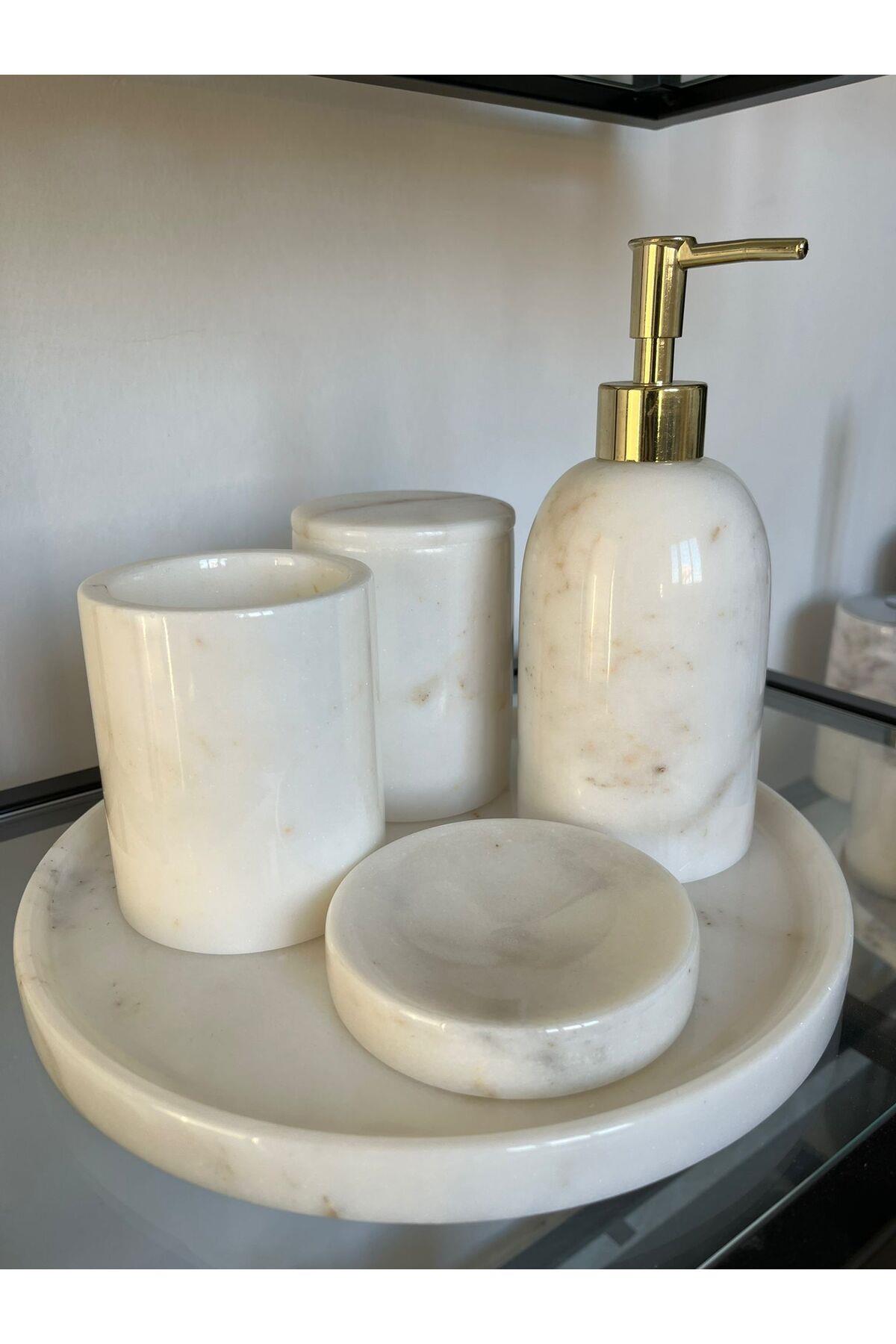 AFYON BEYAZ 5'Lİ MERMER BANYO SETİ