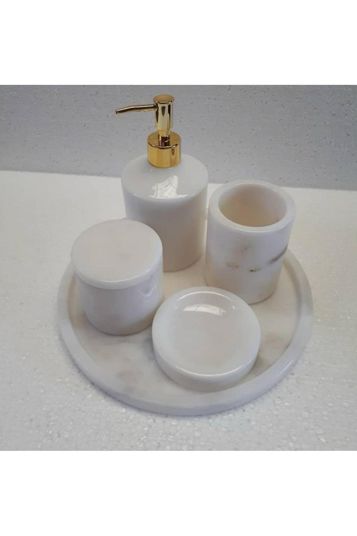 AFYON BEYAZ 5'Lİ MERMER BANYO SETİ
