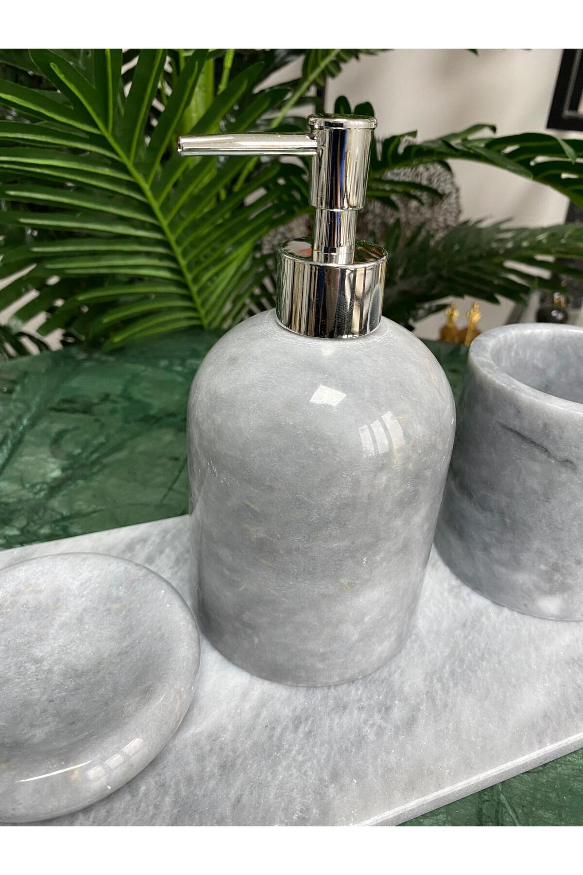 Mermer Banyo Seti Sky Blue Silver