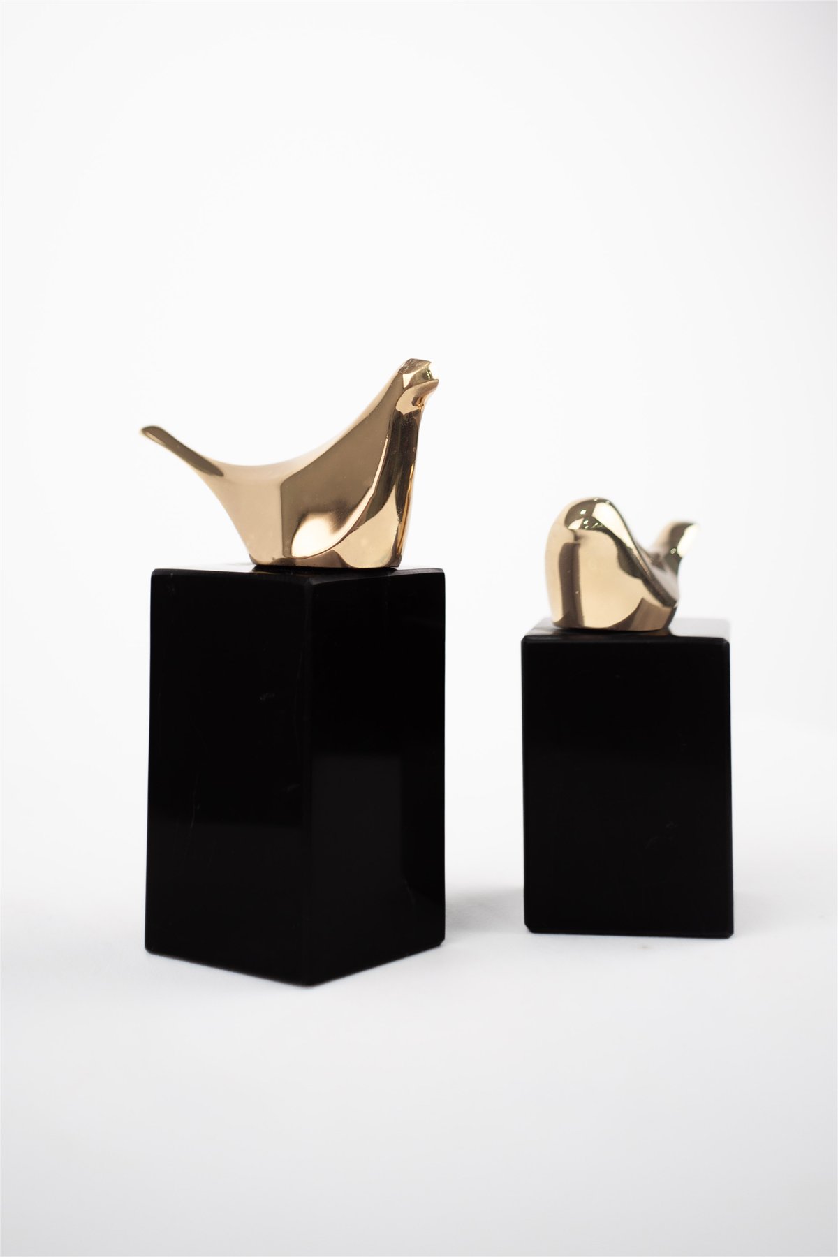 Origami Dekor Gold Kuş Biblo Siyah Mermer Kaide | Kitaplık Düzenleyici Modern Ev Dekoru
