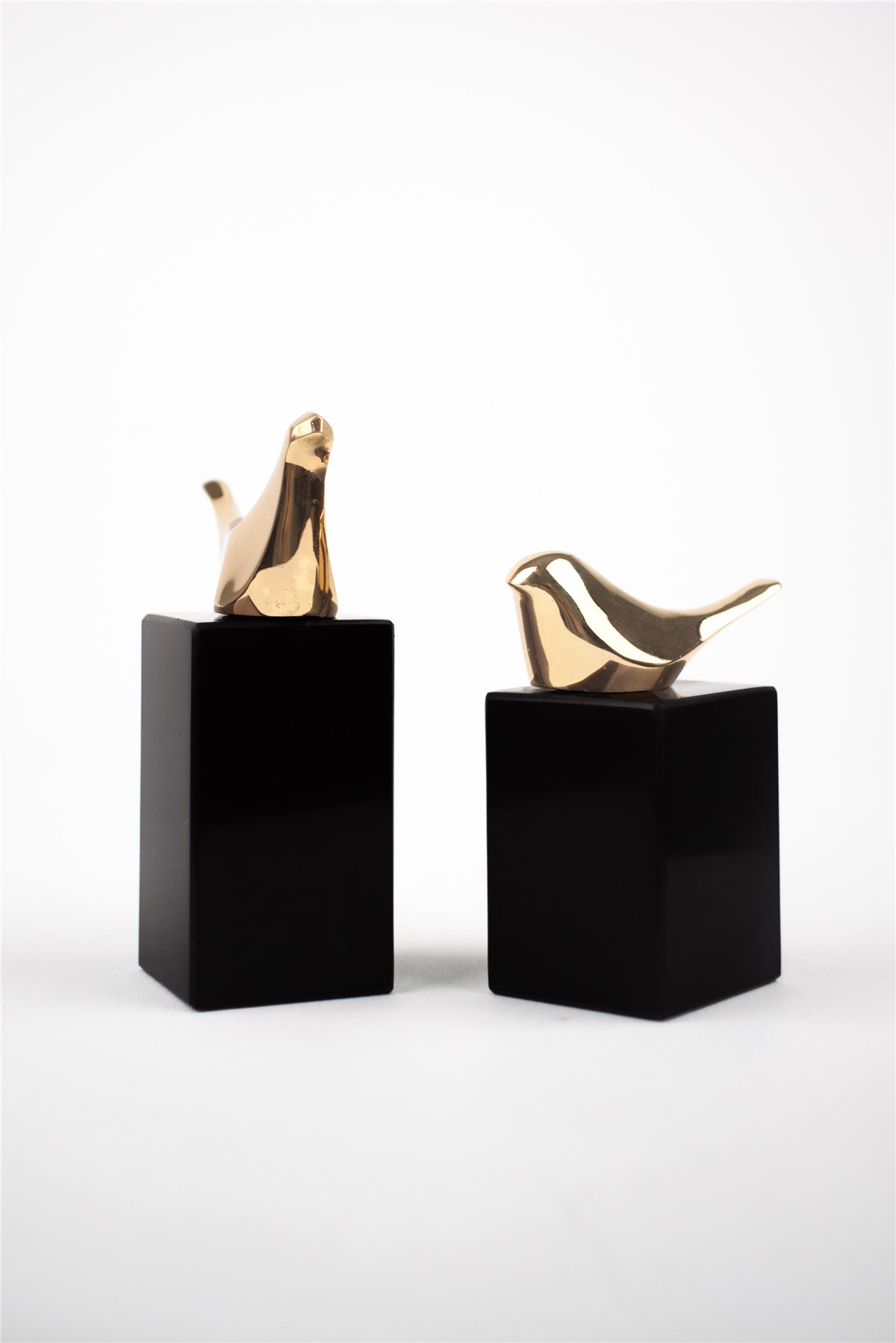 Origami Dekor Gold Kuş Biblo Siyah Mermer Kaide | Kitaplık Düzenleyici Modern Ev Dekoru