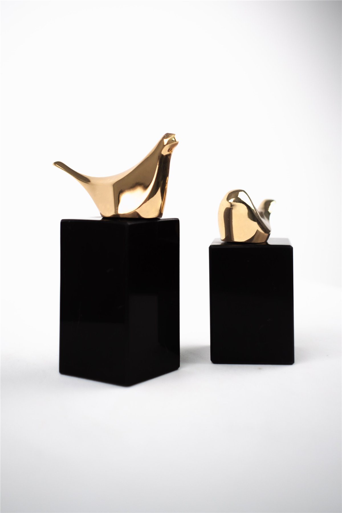Origami Dekor Gold Kuş Biblo Siyah Mermer Kaide | Kitaplık Düzenleyici Modern Ev Dekoru