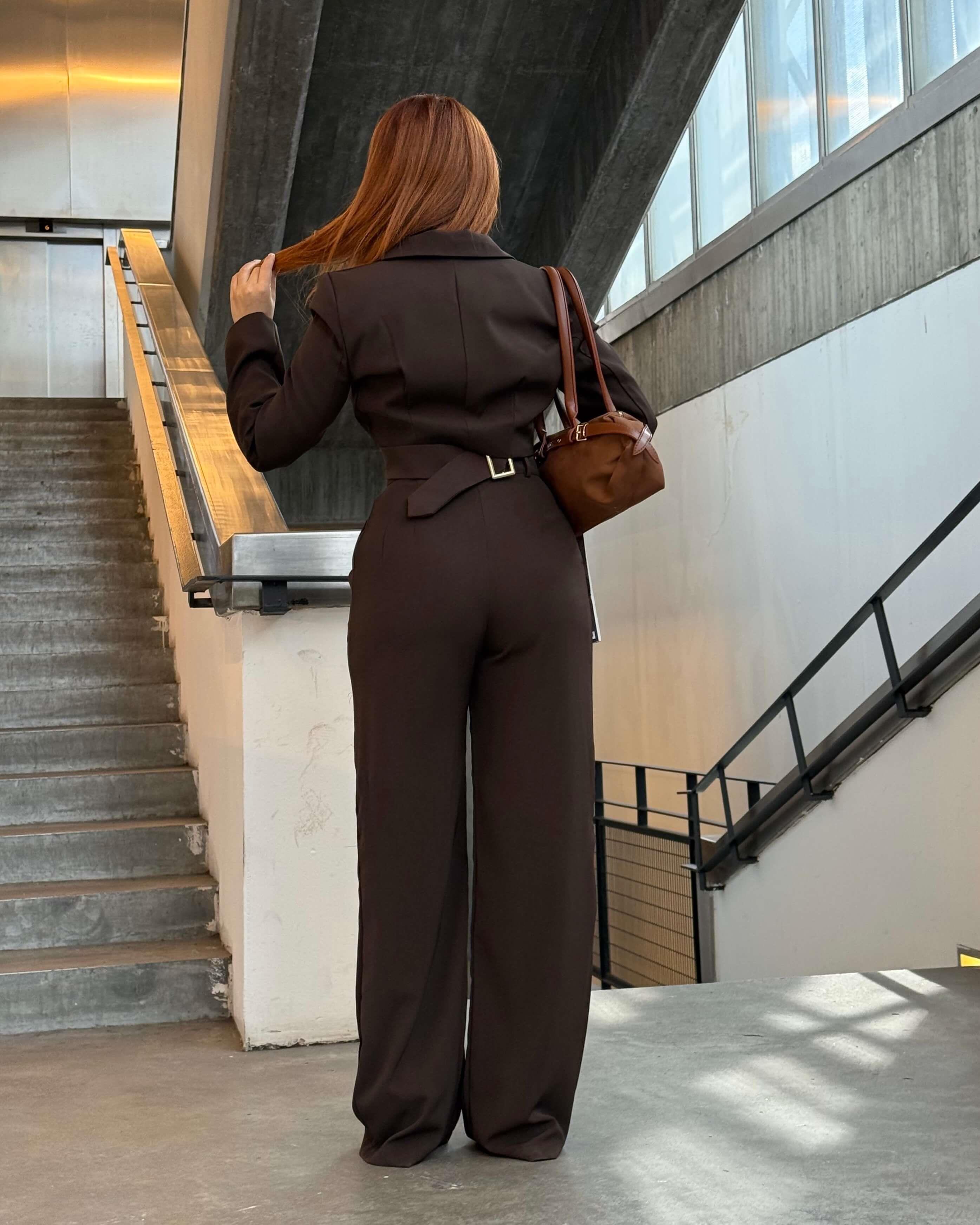 ALİSHA BROWN CROP BLAZER PANTOLON TAKIM