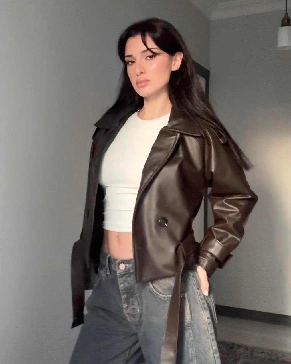 ARTEMIS BROWN KEMERLİ CEKET