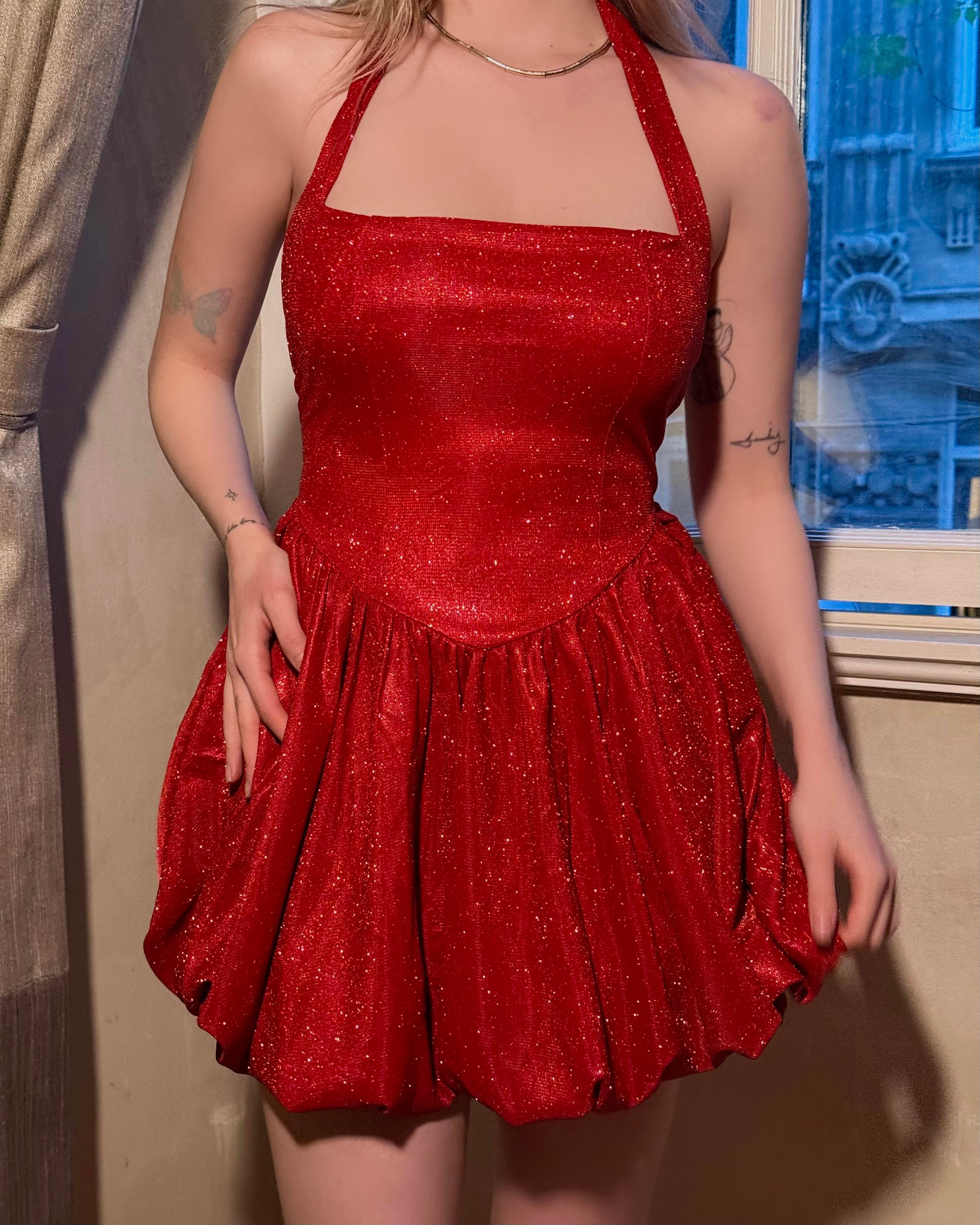 Balera Red Simli Elbise 