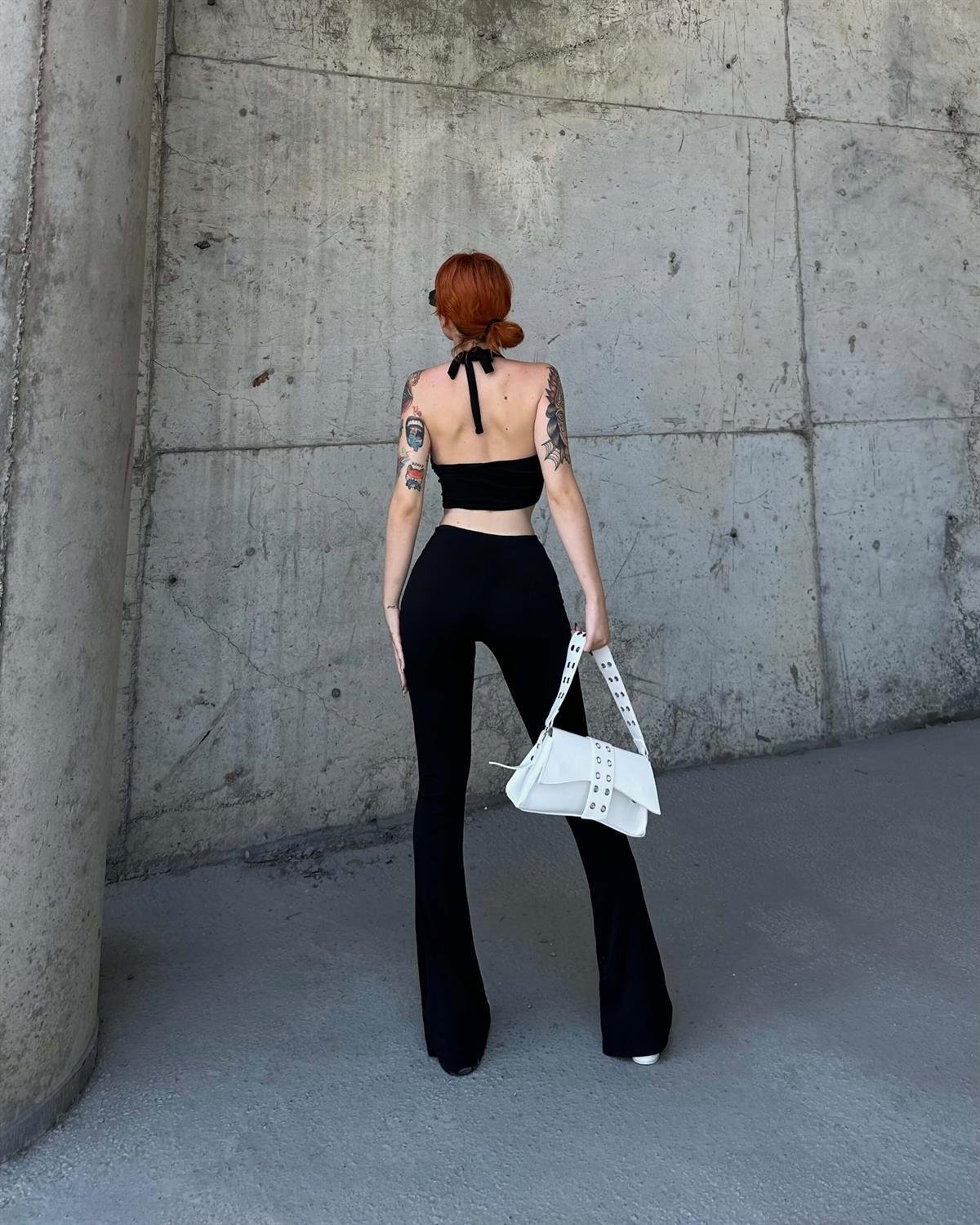 BLACK LAPİDARY CROP TAYT PANTOLON TAKIM
