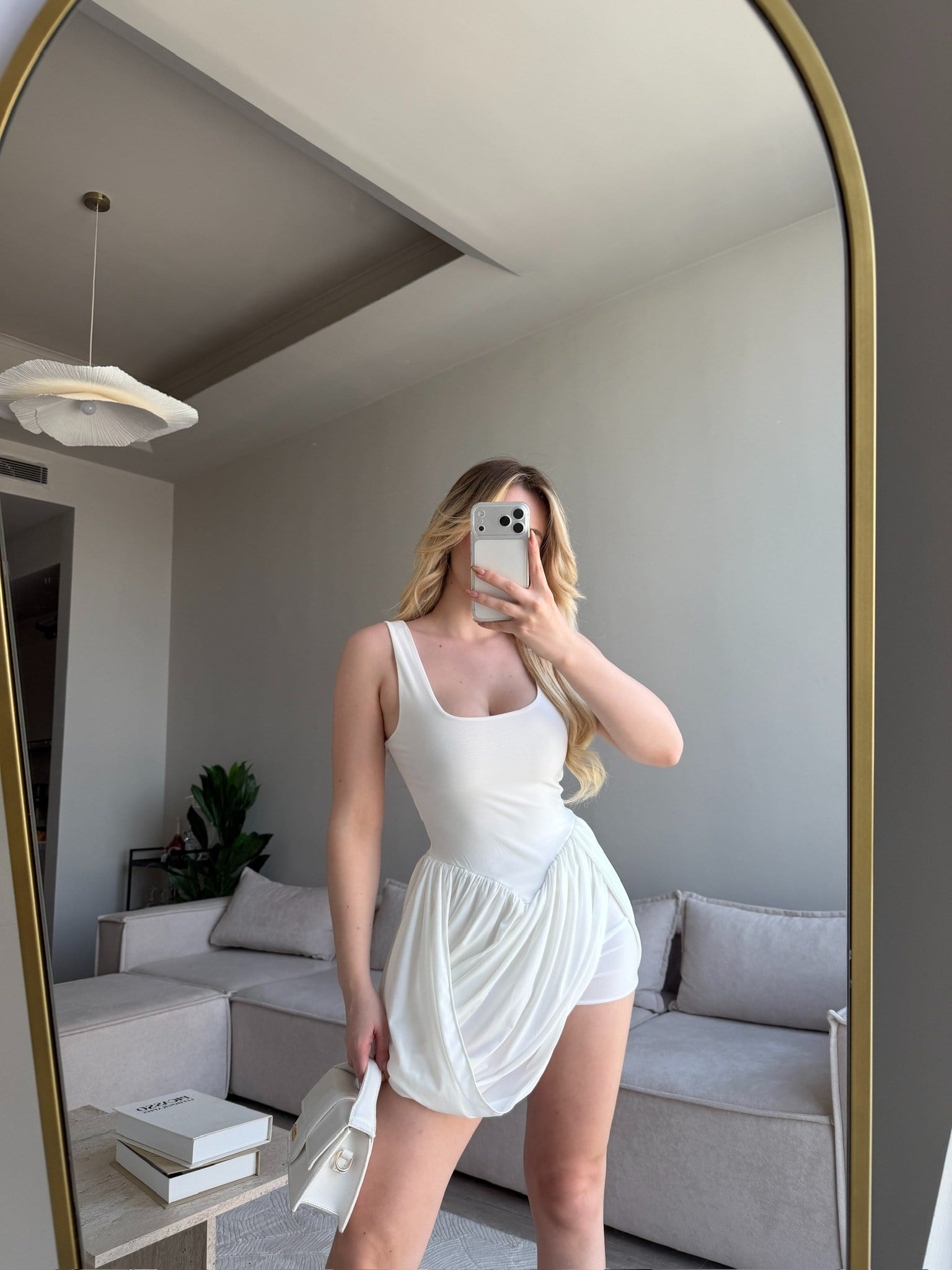 BLEU DRAPE DETAY ŞORTLU ELBİSE