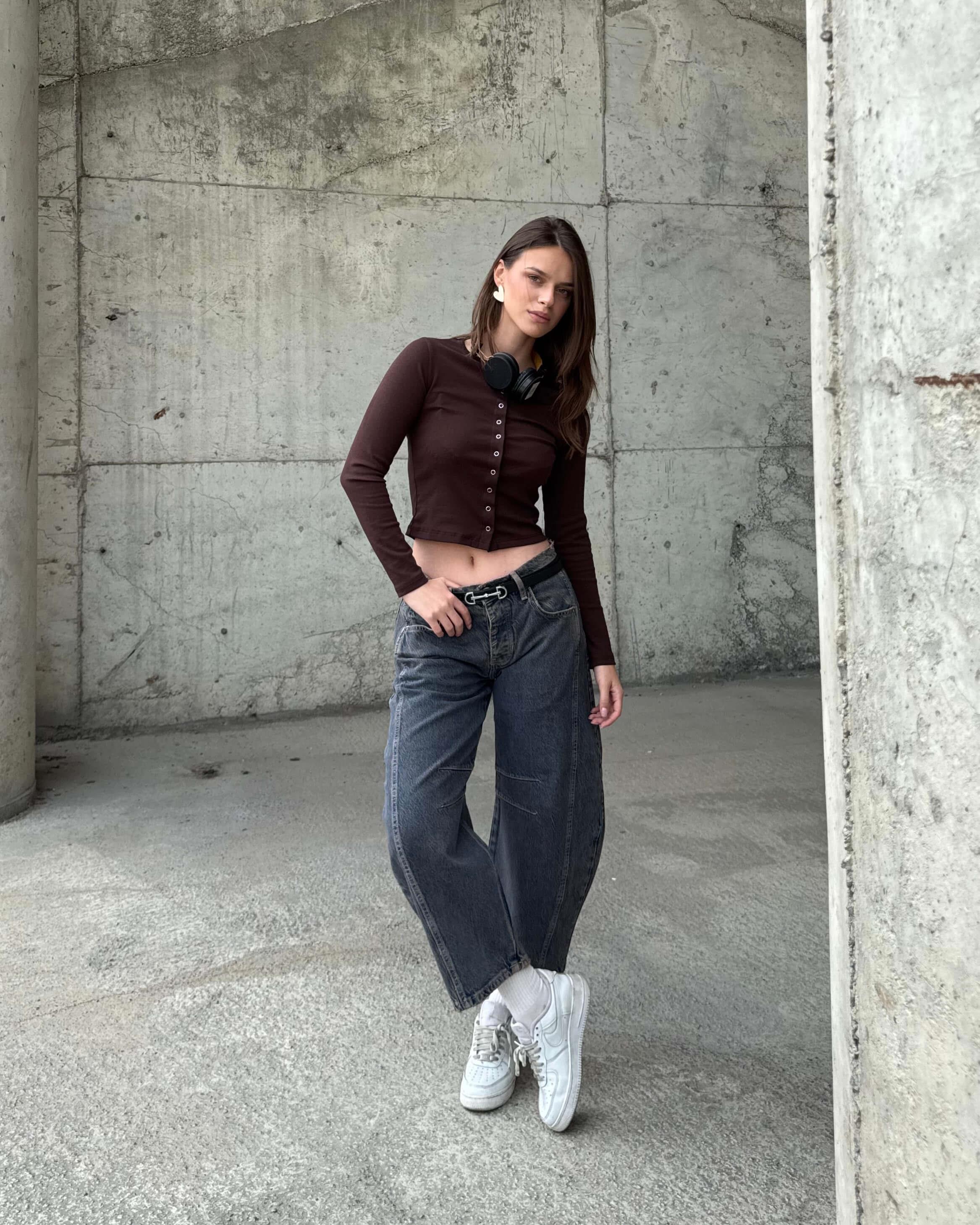 BONNİE BLUE YIKAMALI DÜĞME DETAY BAGGY JEAN