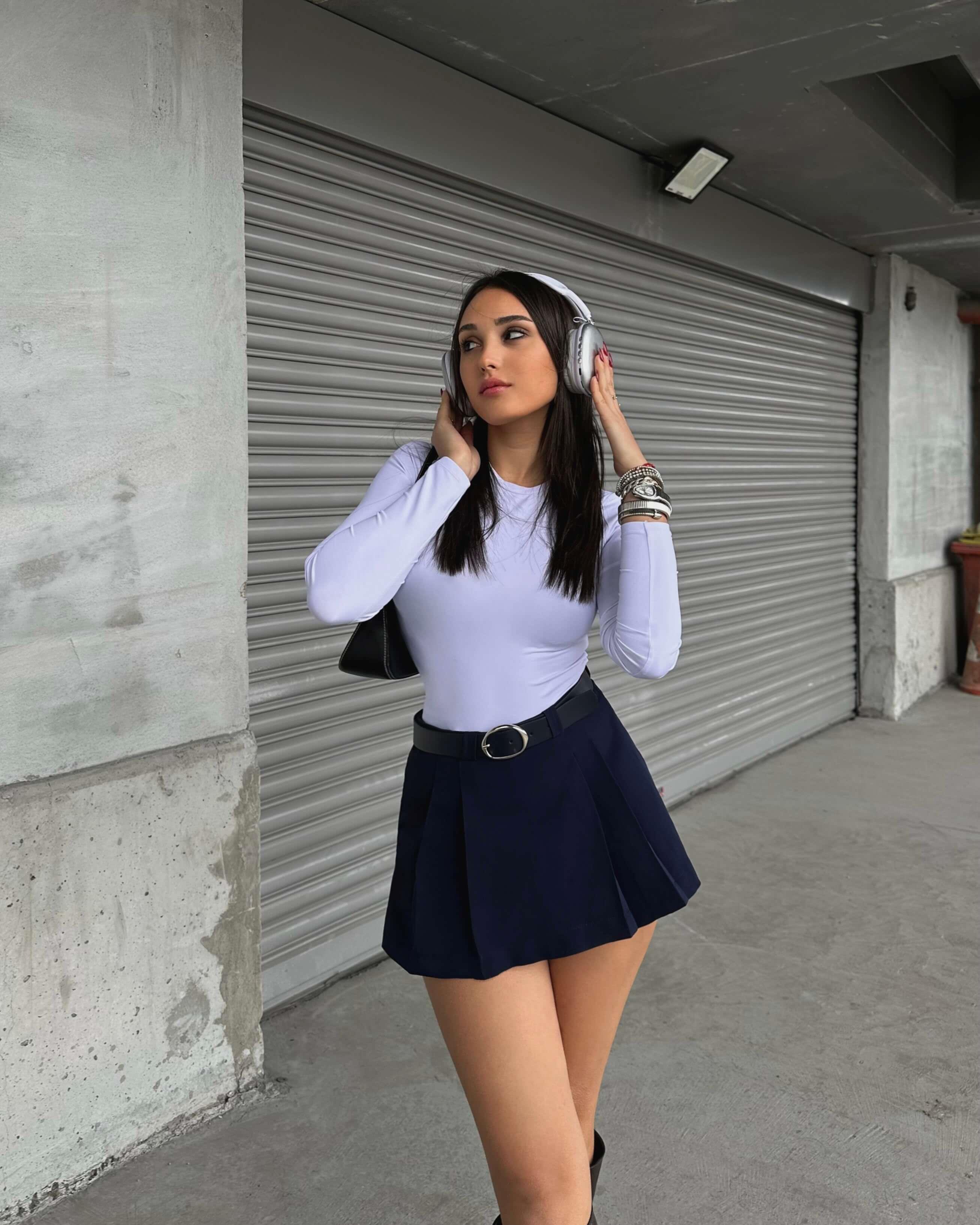 CALLA NAVY BLUE KEMERLİ ŞORT ETEK