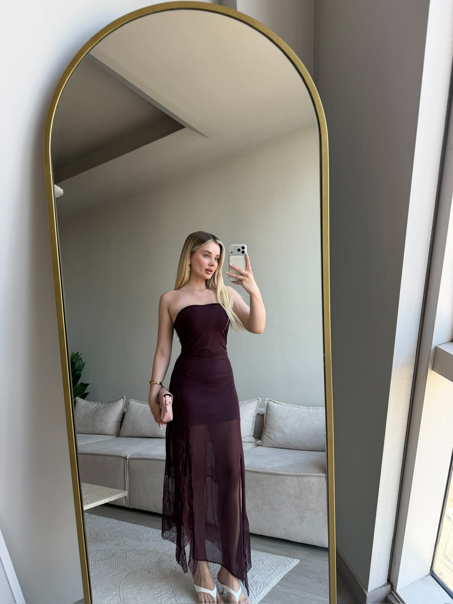 ELAONİS TÜL ETEKLİ ELBİSE BORDO