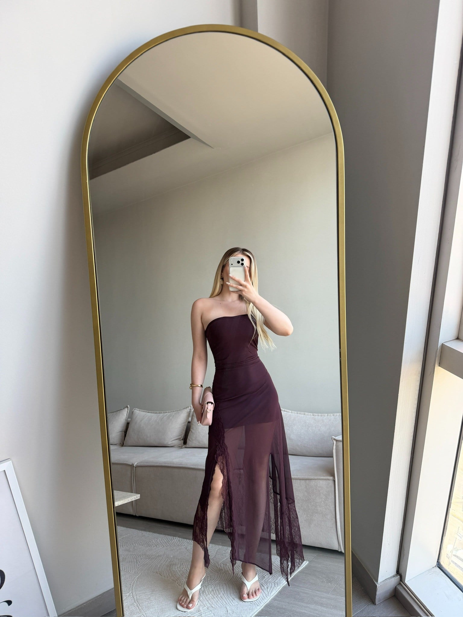 ELAONİS TÜL ETEKLİ ELBİSE BORDO