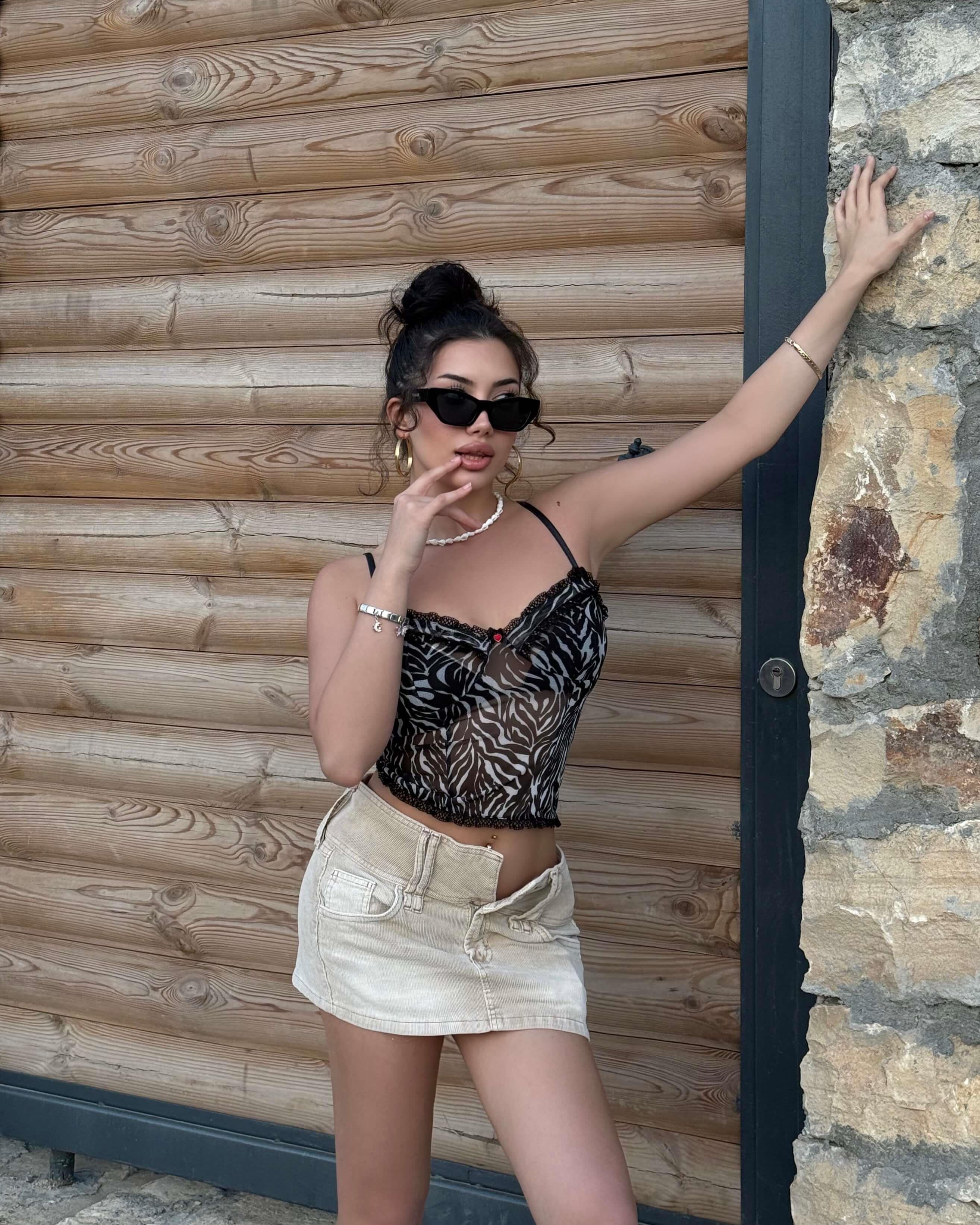 FARELL ZEBRA PATTERNED ASKILI TÜL CROP