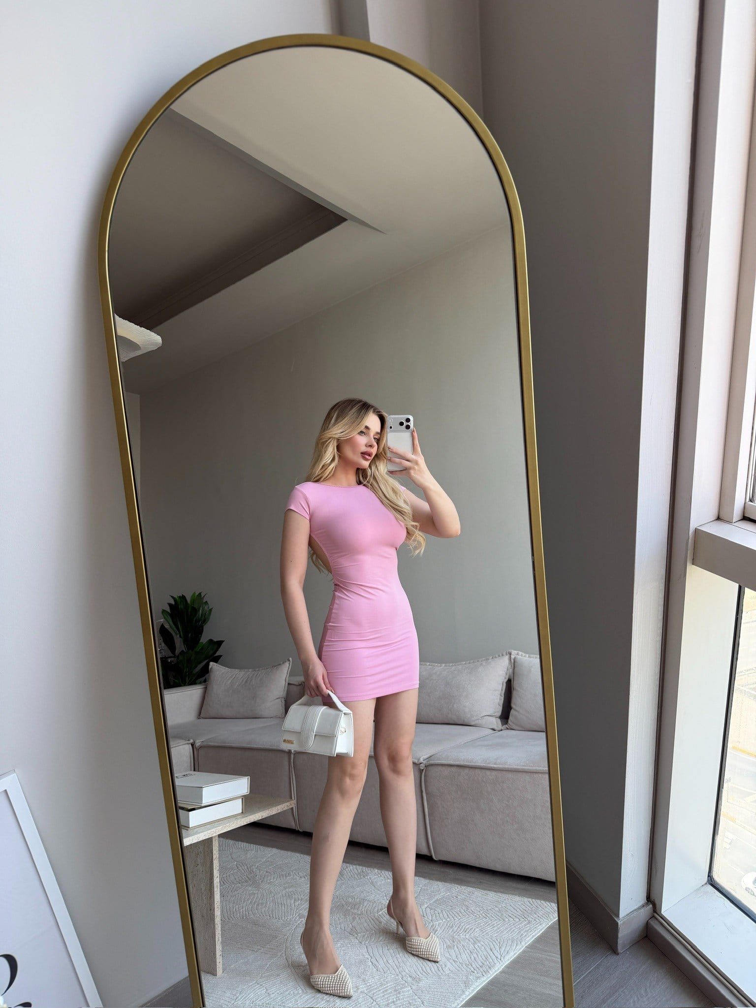GALLİA SIRTI AÇIK ELBİSE PEMBE