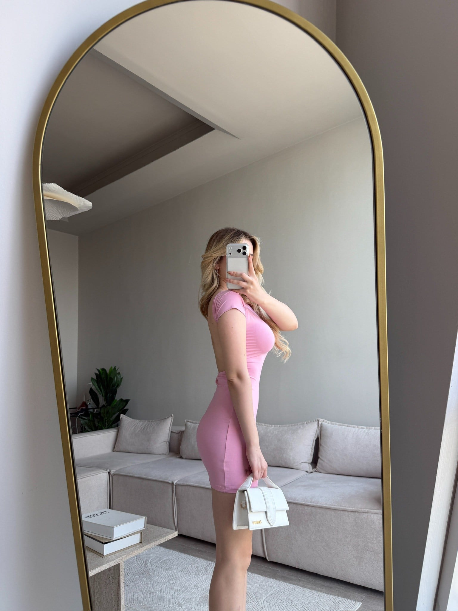 GALLİA SIRTI AÇIK ELBİSE PEMBE