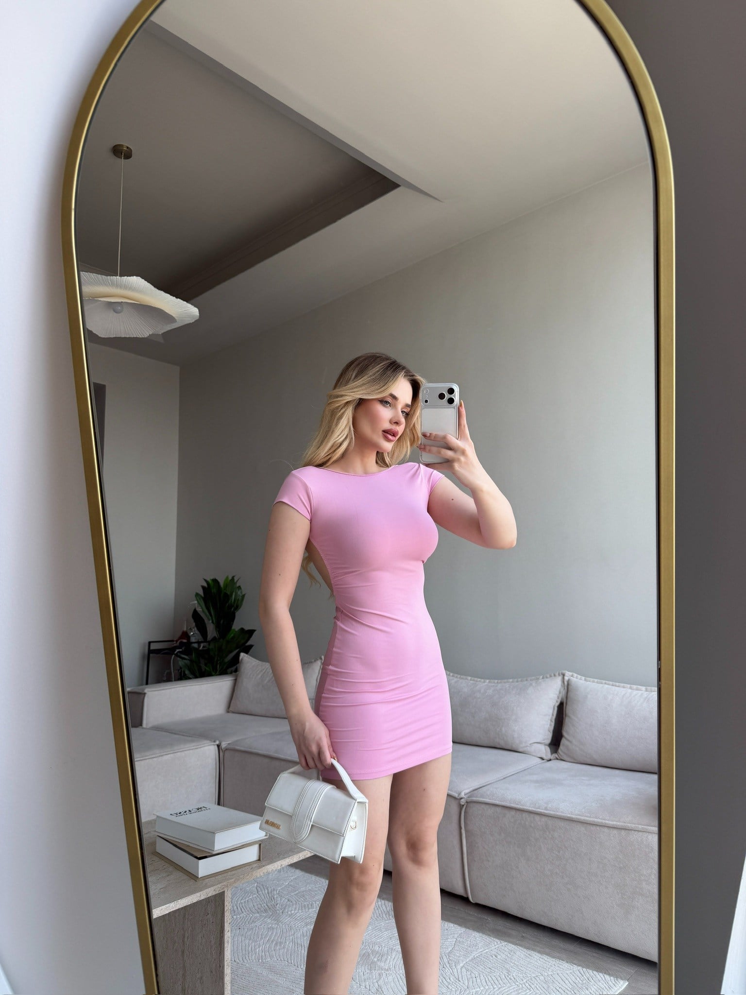GALLİA SIRTI AÇIK ELBİSE PEMBE