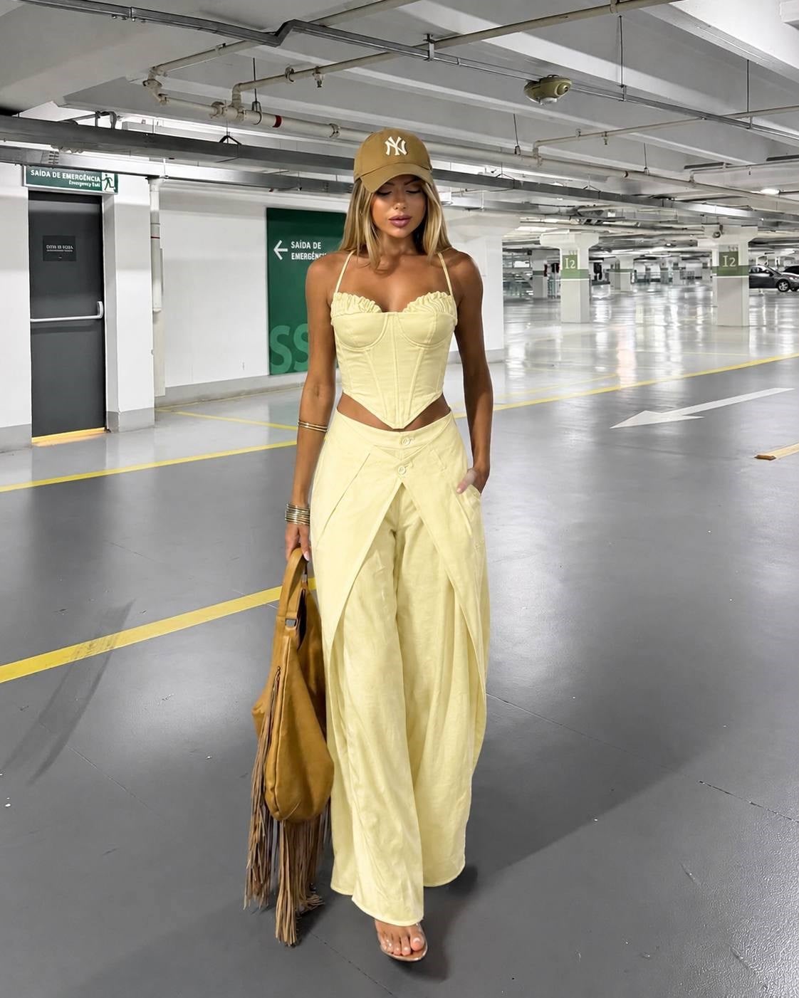 HERNA BÜSTİYER VE PANTOLON TAKIM SARI