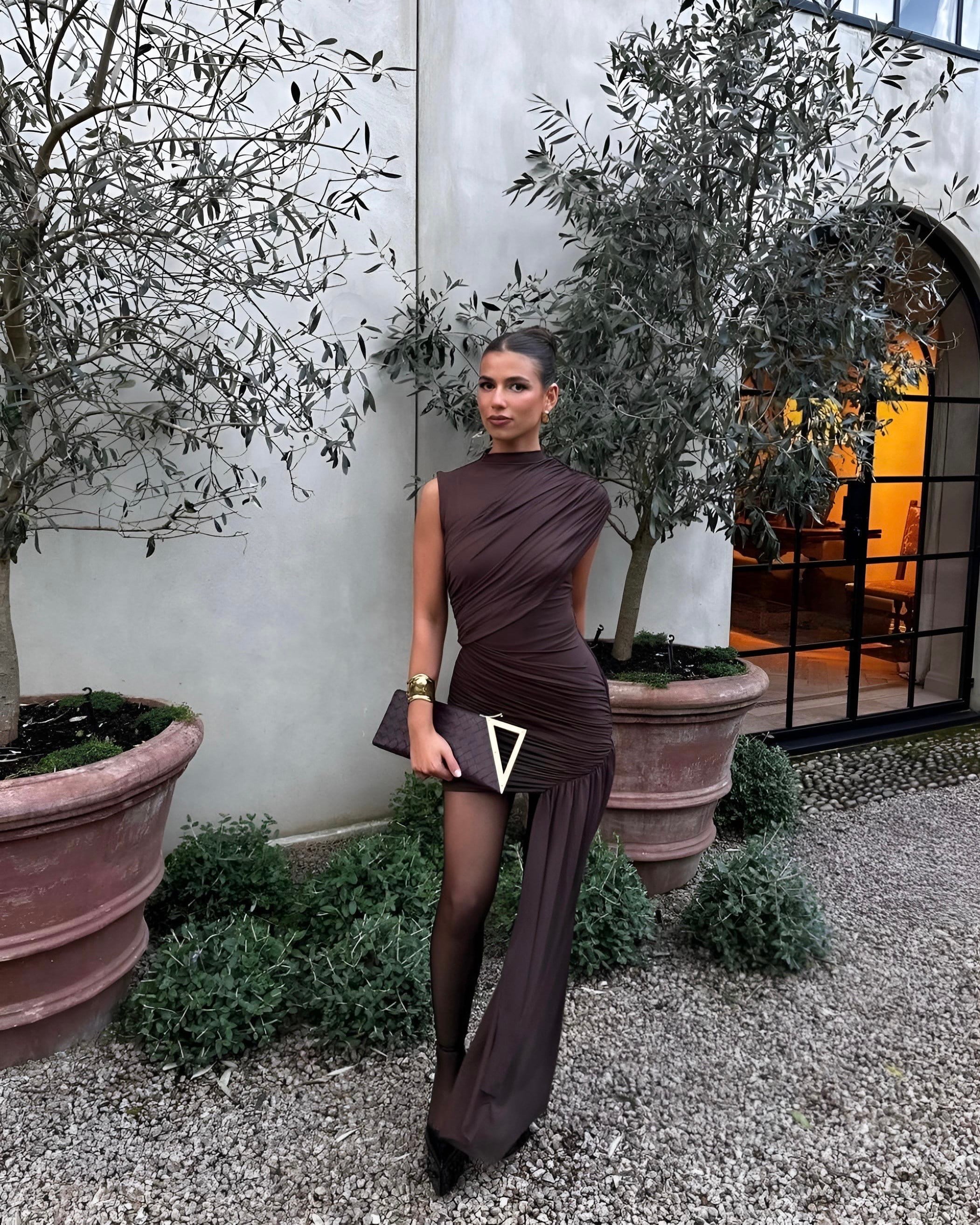 IRINA TASARIM KAHVE ELBİSE