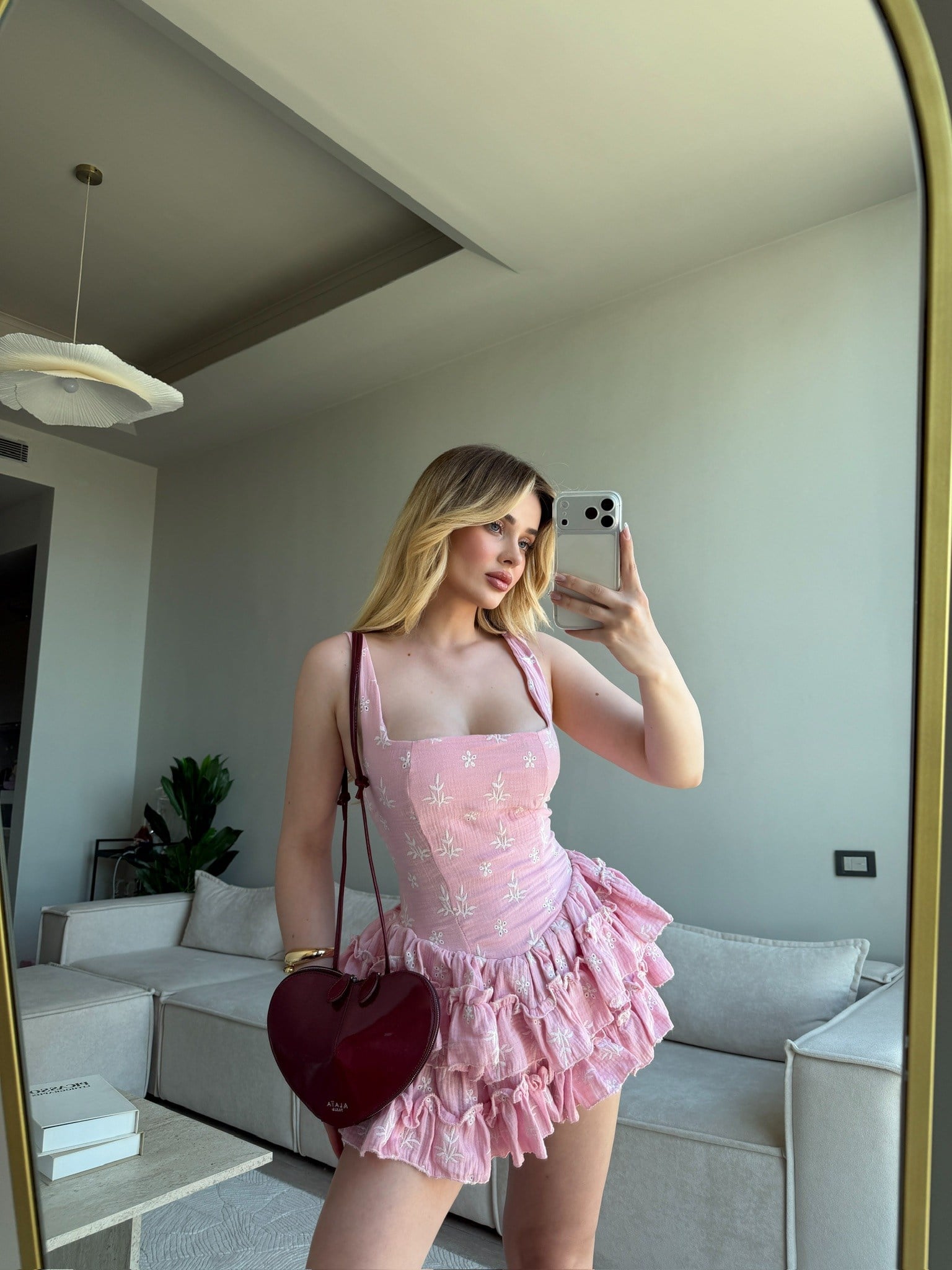 LANTHE FIRFIR ETEKLİ ELBİSE PEMBE
