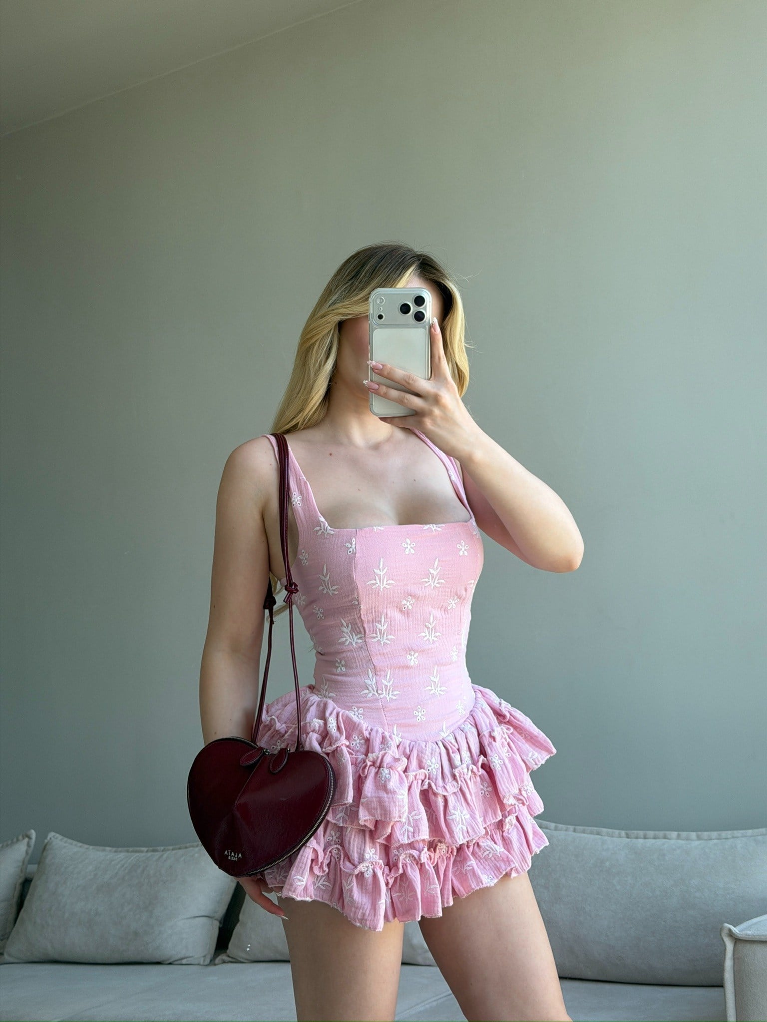 LANTHE FIRFIR ETEKLİ ELBİSE PEMBE