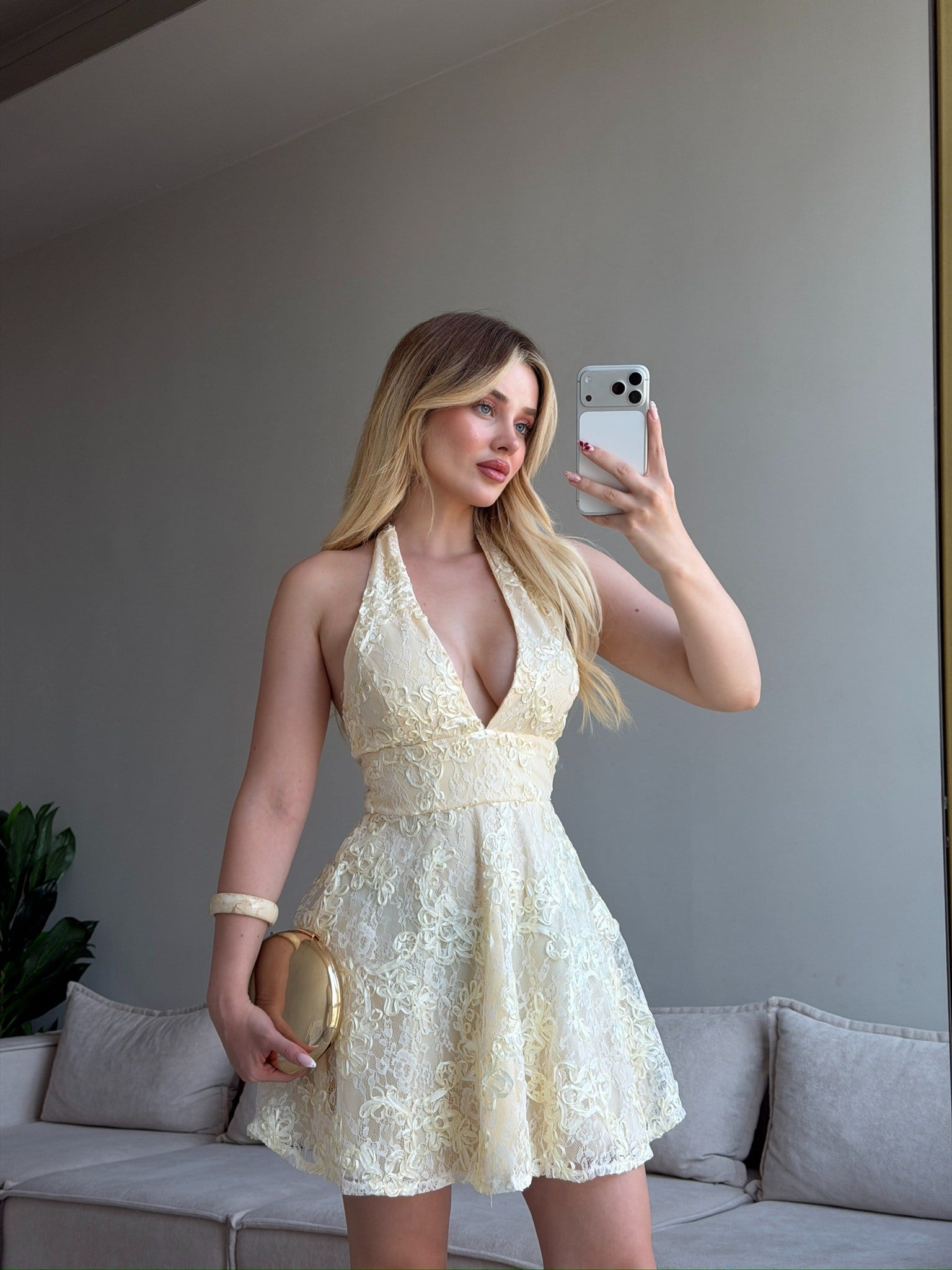 PETRA GÜPÜRLÜ ELBİSE SARI