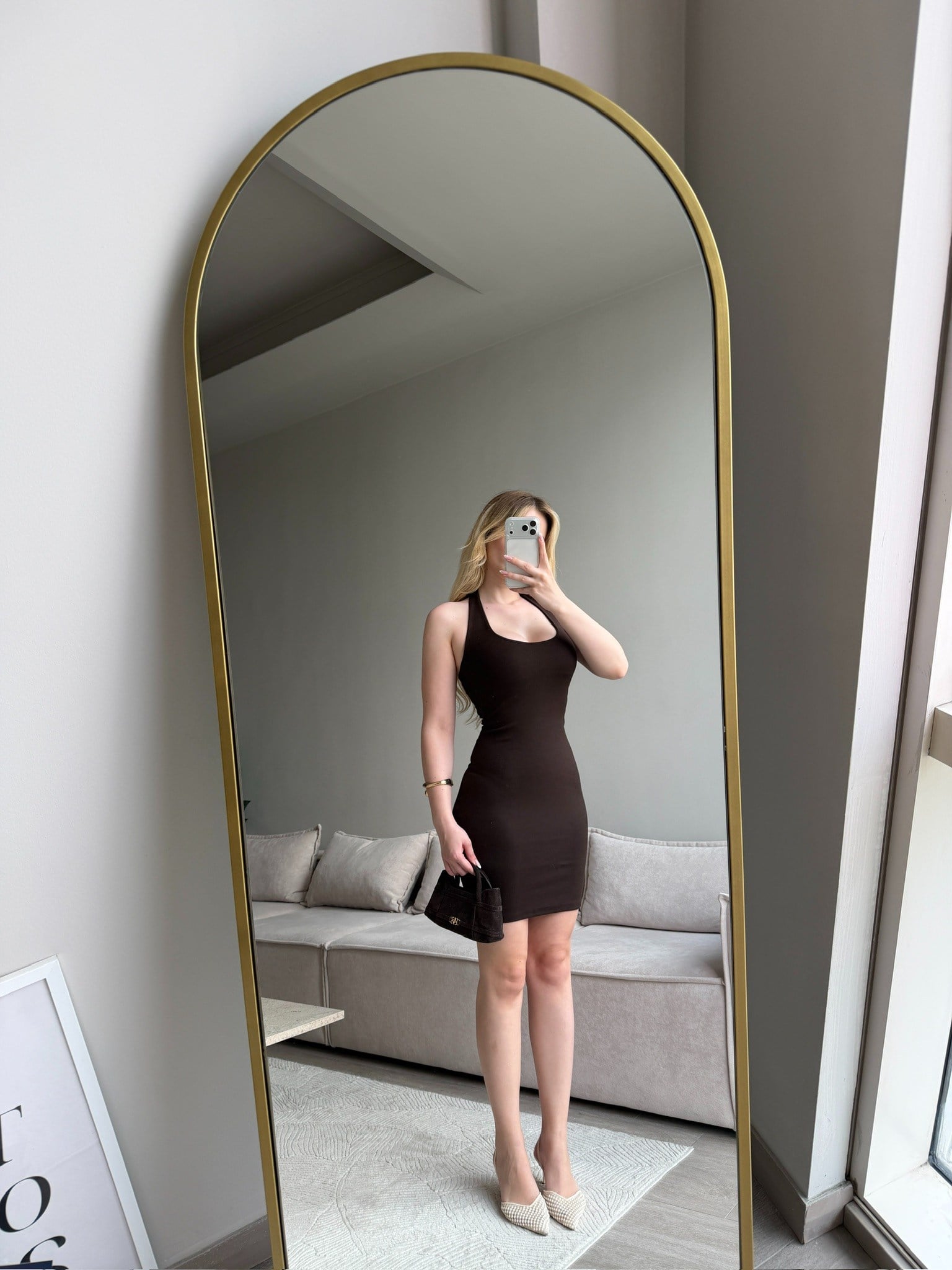 PİGNA HALTER YAKA ELBİSE KAHVE