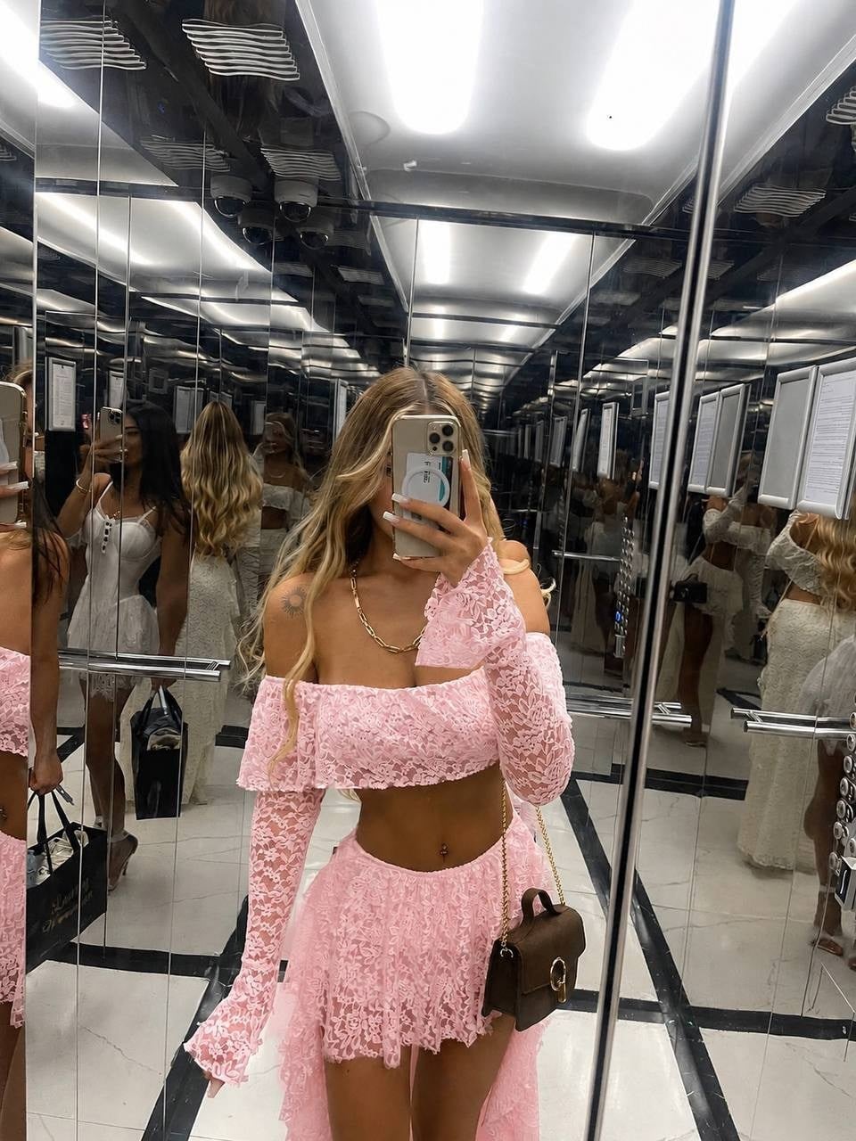 Prakas Pink Dantel Takım