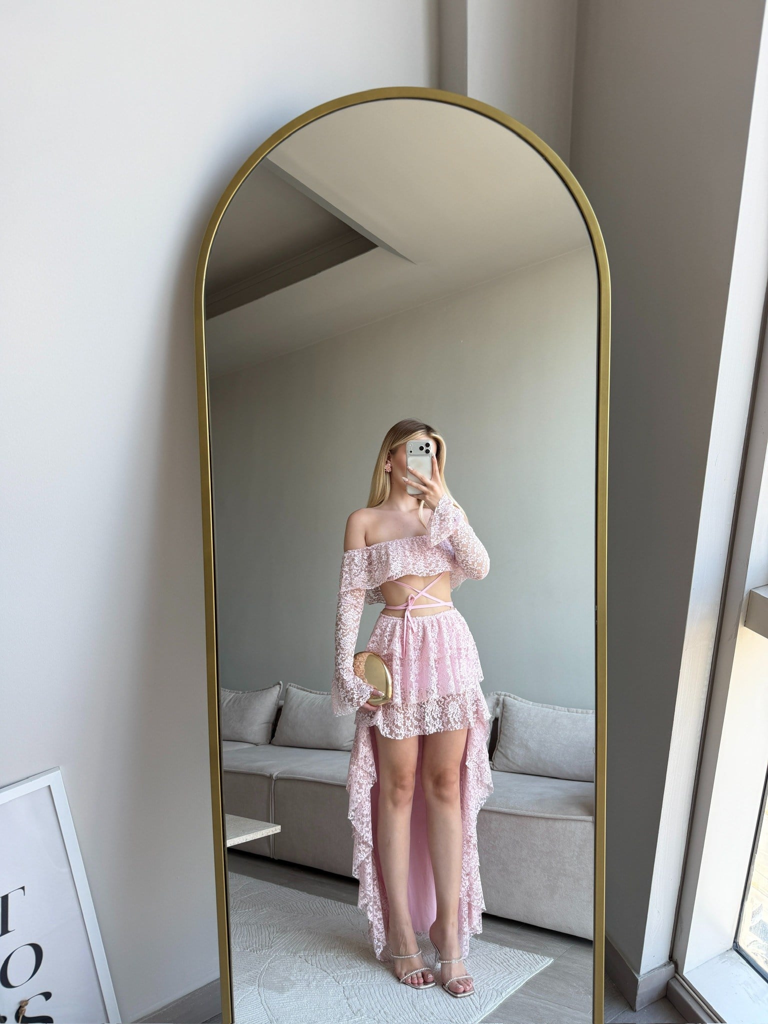 Prakas Pink Dantel Takım